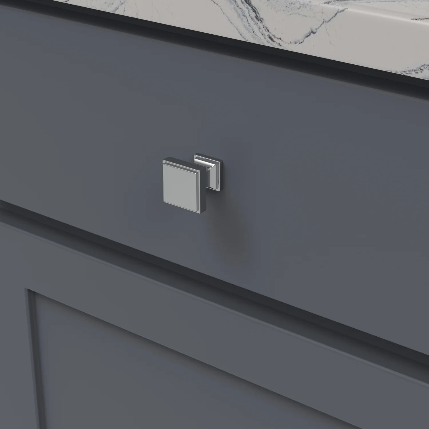 Brownstone Knob 1-1/8 Inch Square Chrome Finish - Image 2