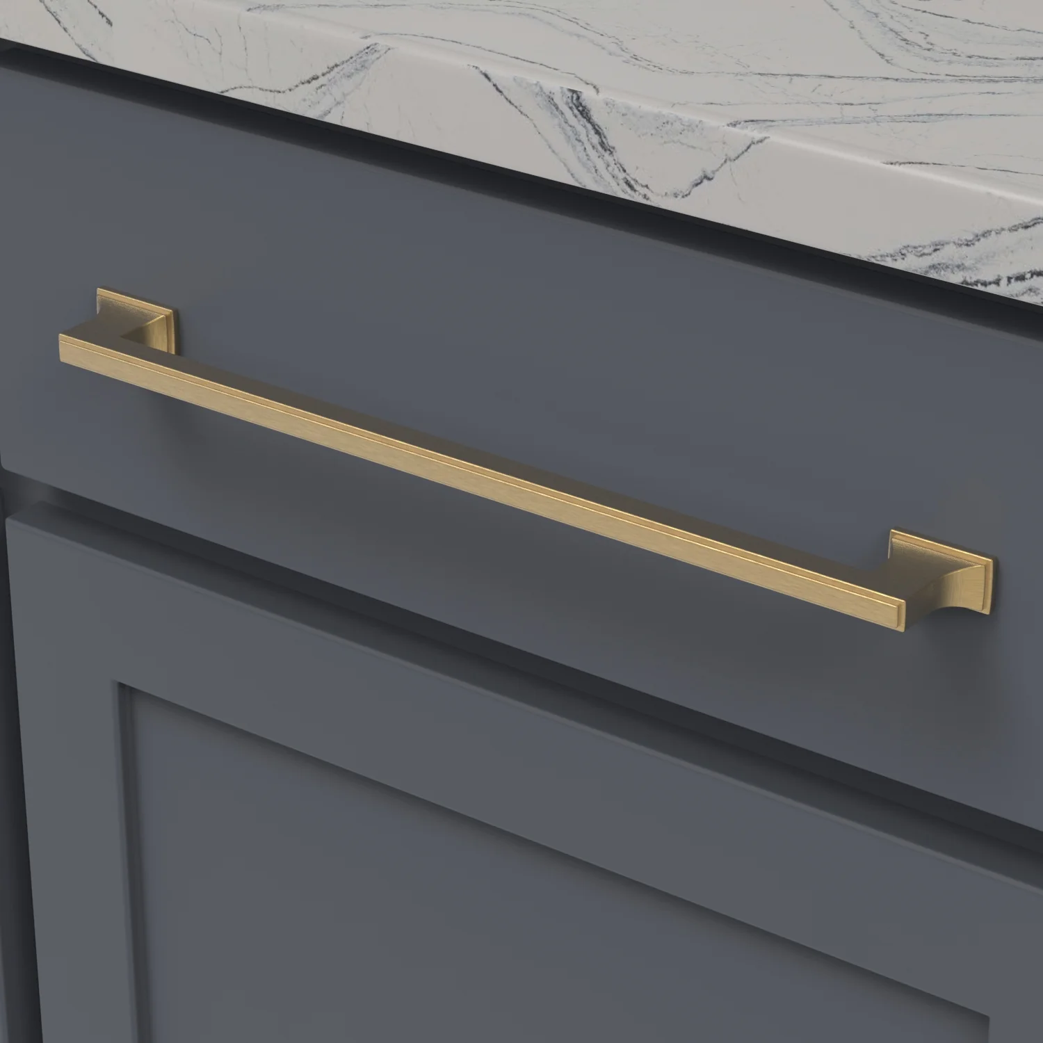 Brownstone Pull 12 Inch Center to Center Brushed Golden Brass Finish - Image 2