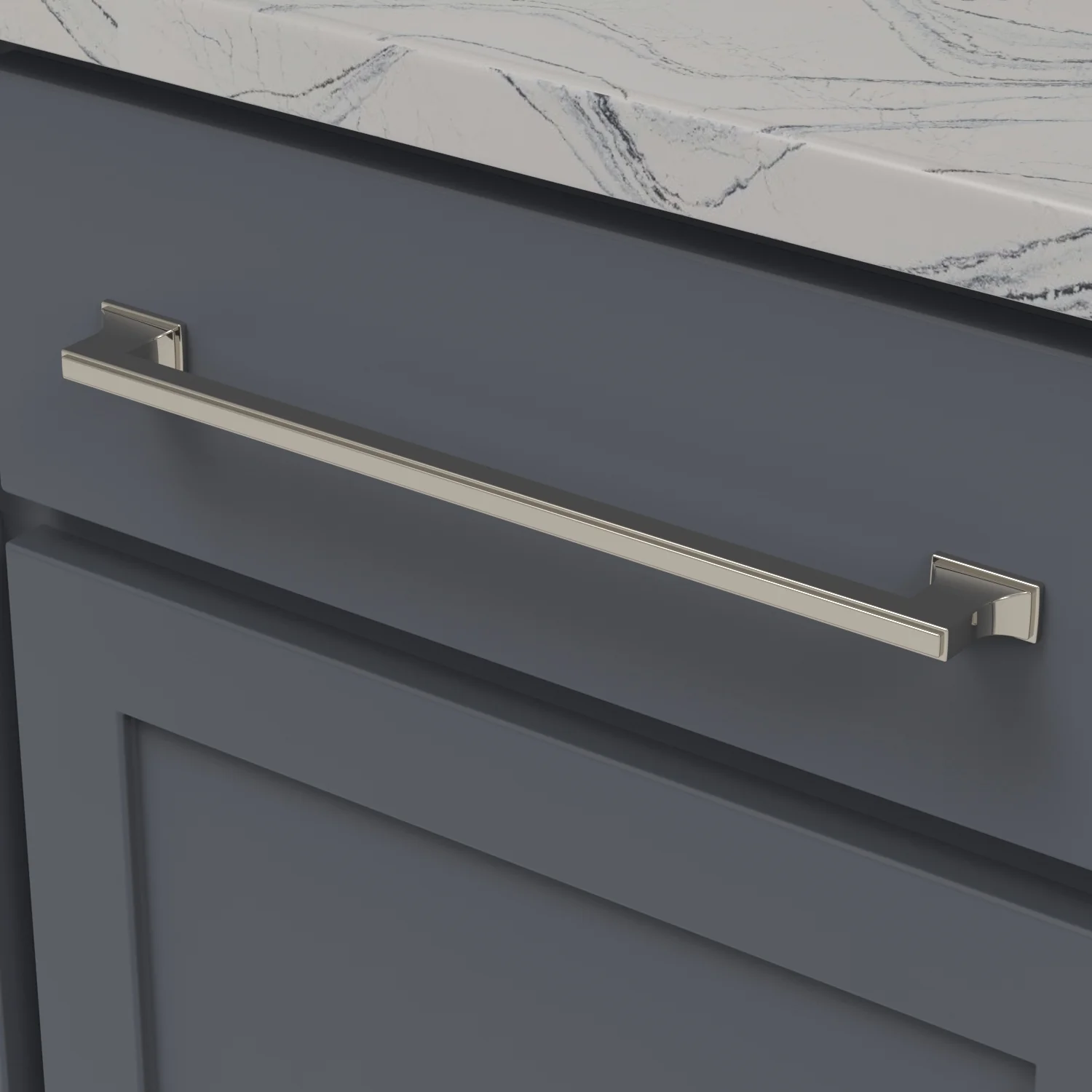 Brownstone Pull 12 Inch Center to Center Polished Nickel Finish - Image 2