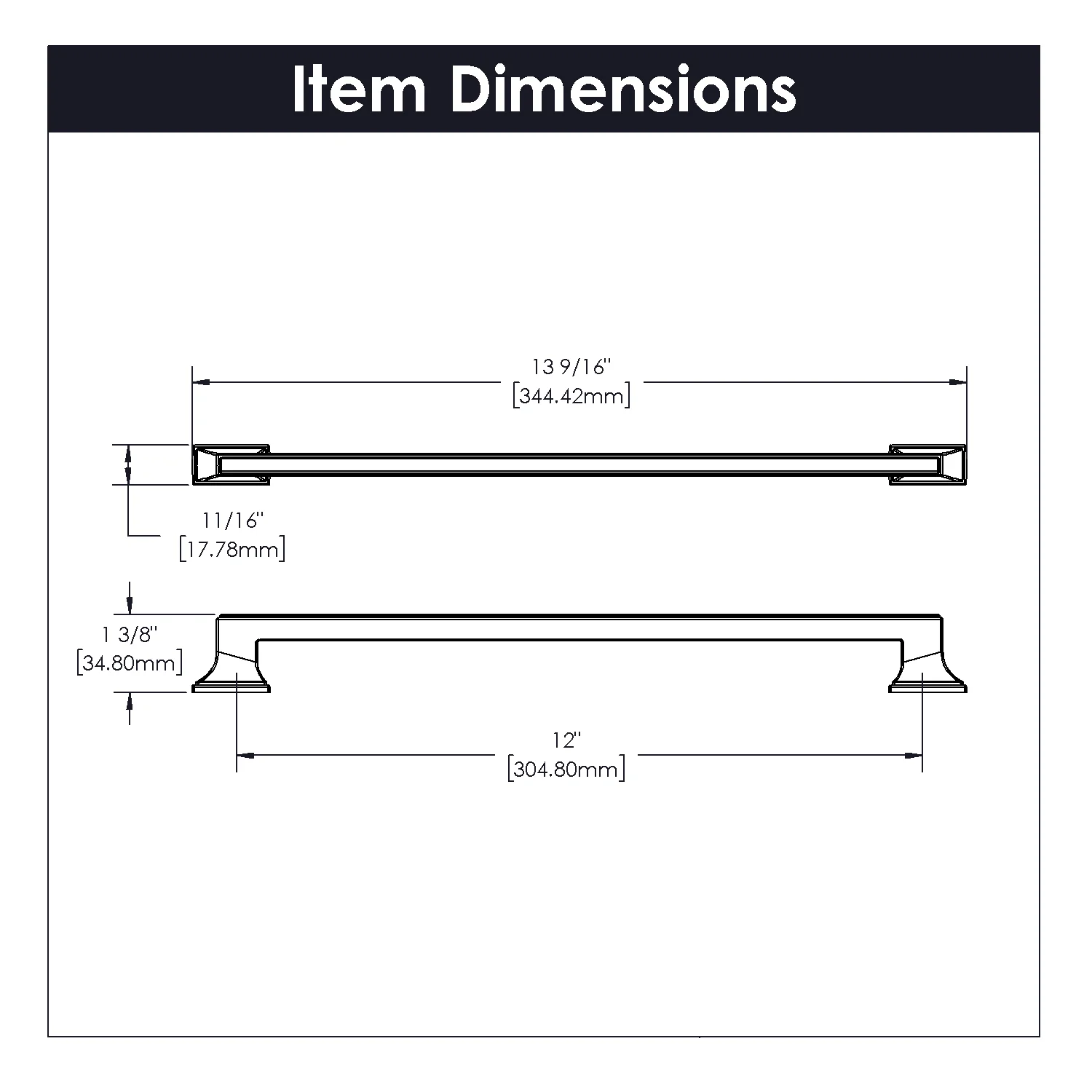 Brownstone Pull 12 Inch Center to Center Polished Nickel Finish - Image 4