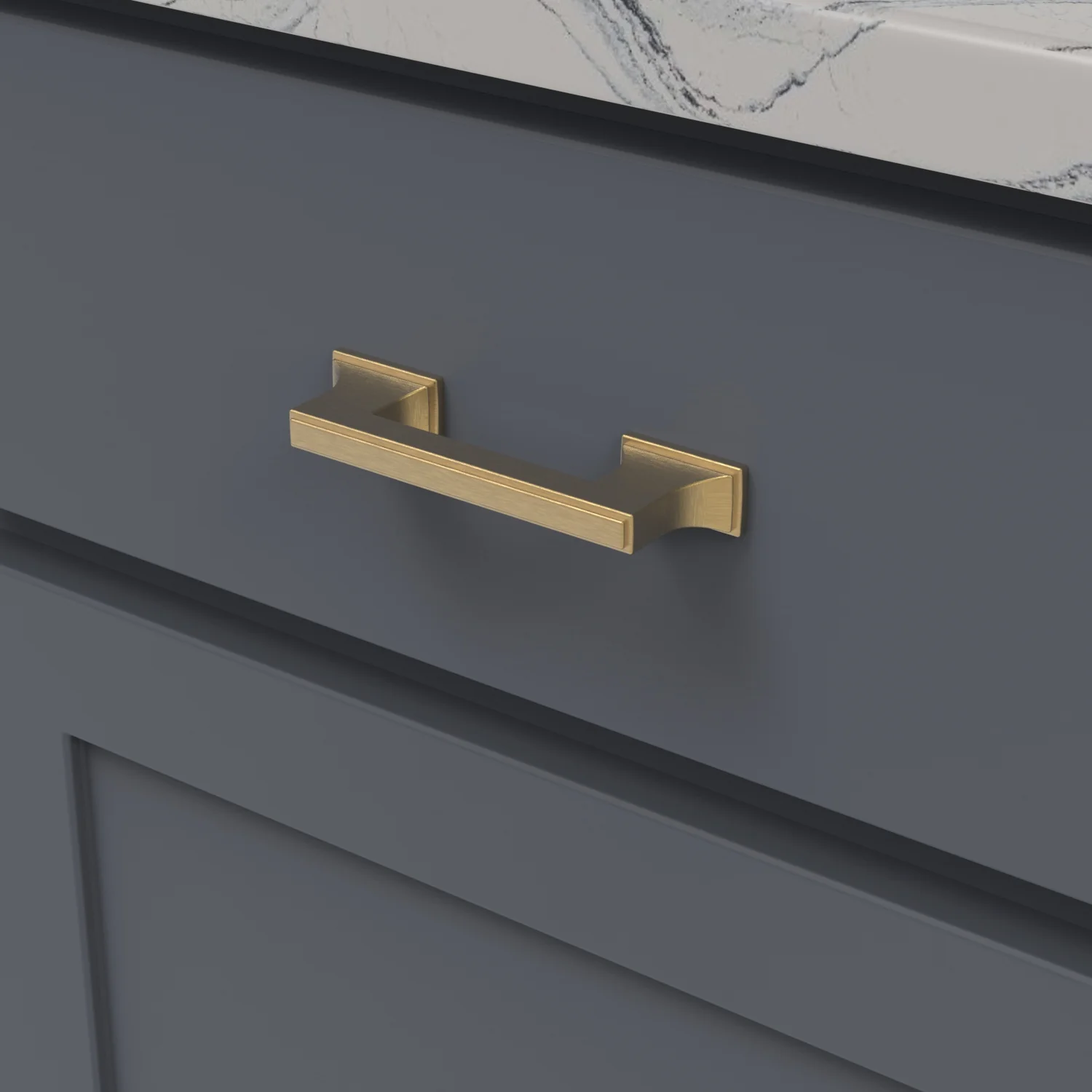 Brownstone Pull 3 Inch & 3-3/4 Inch (96mm) Center to Center Brushed Golden Brass Finish - Image 2