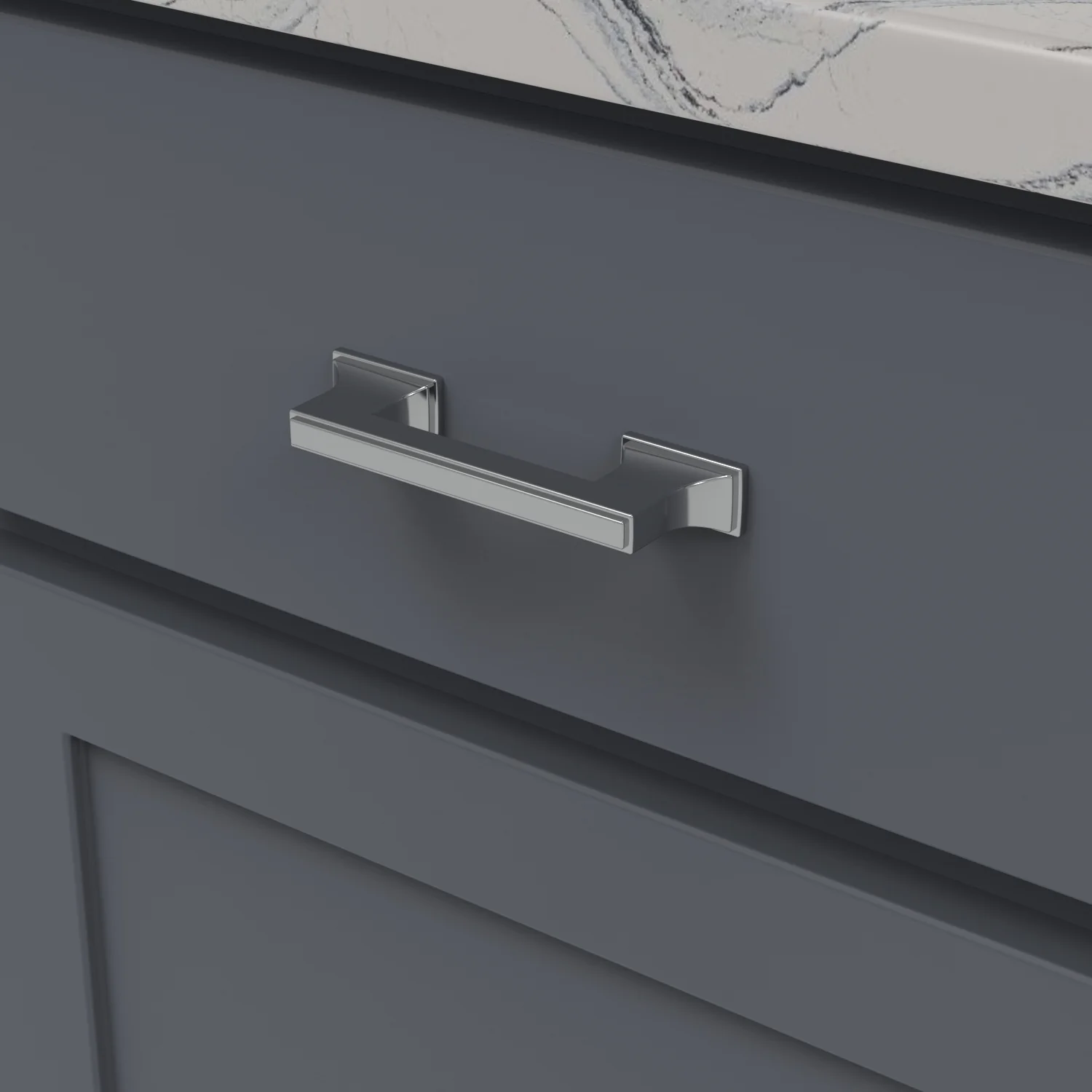 Brownstone Pull 3 Inch & 3-3/4 Inch (96mm) Center to Center Chrome Finish - Image 2