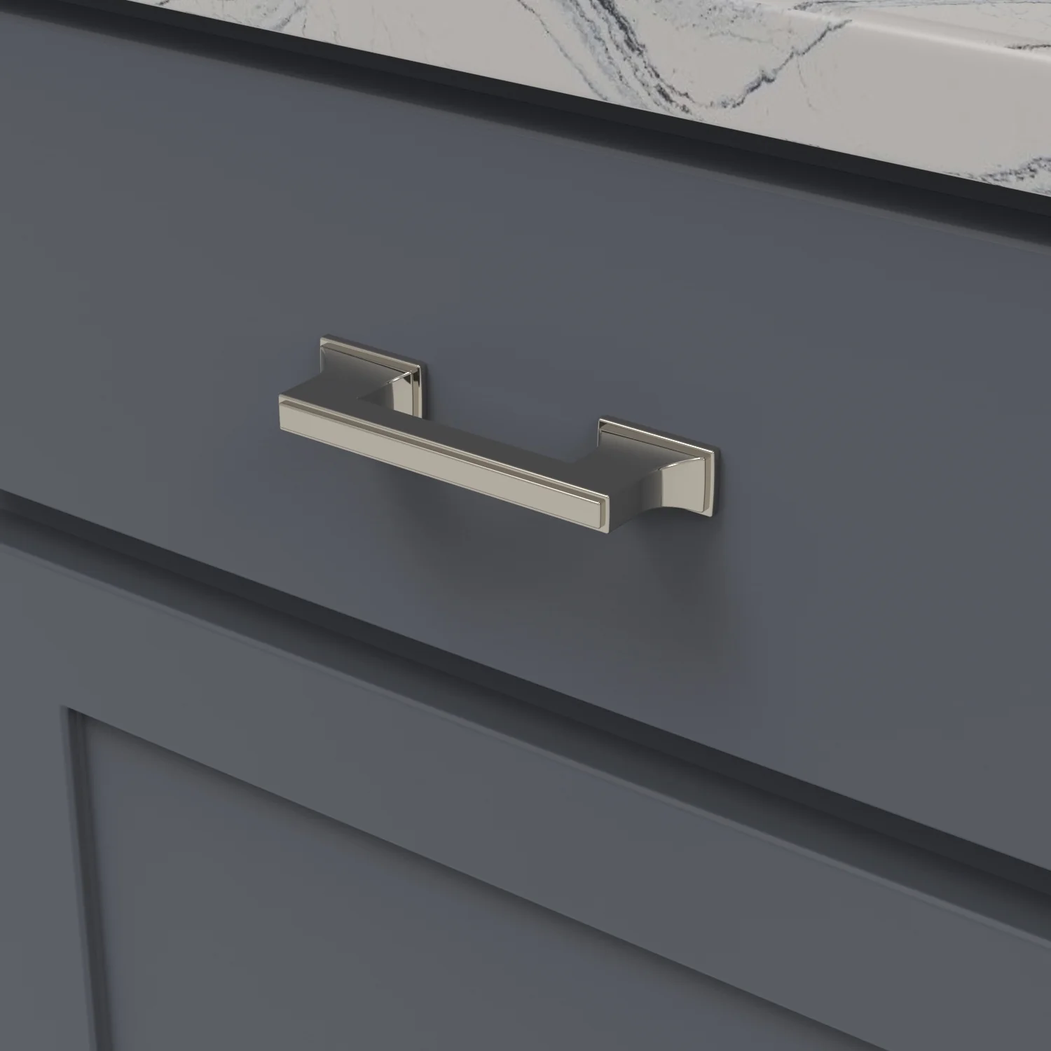 Brownstone Pull 3 Inch & 3-3/4 Inch (96mm) Center to Center Polished Nickel Finish - Image 2