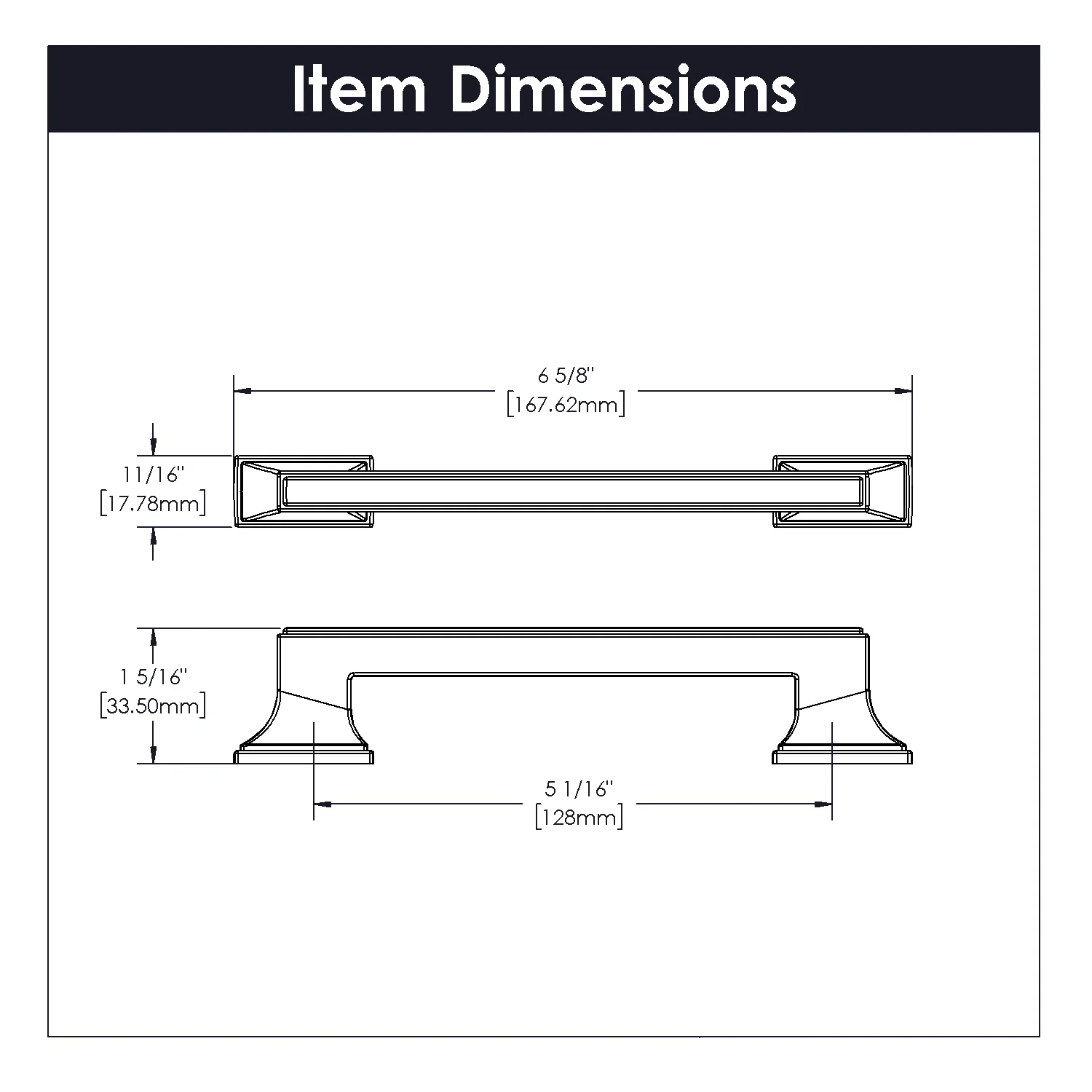 Brownstone Pull 5-1/16 Inch (128mm) Center to Center Chrome Finish - Image 4