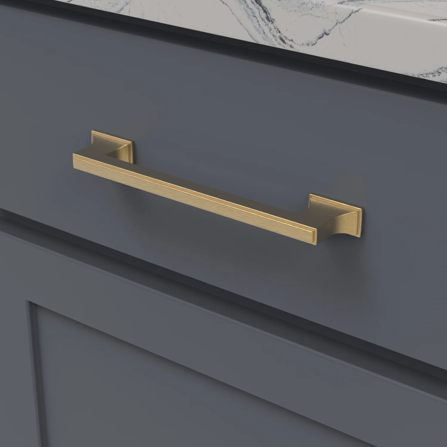 Brownstone Pull 6-5/16 Inch (160mm) Center to Center Brushed Golden Brass Finish - Image 2