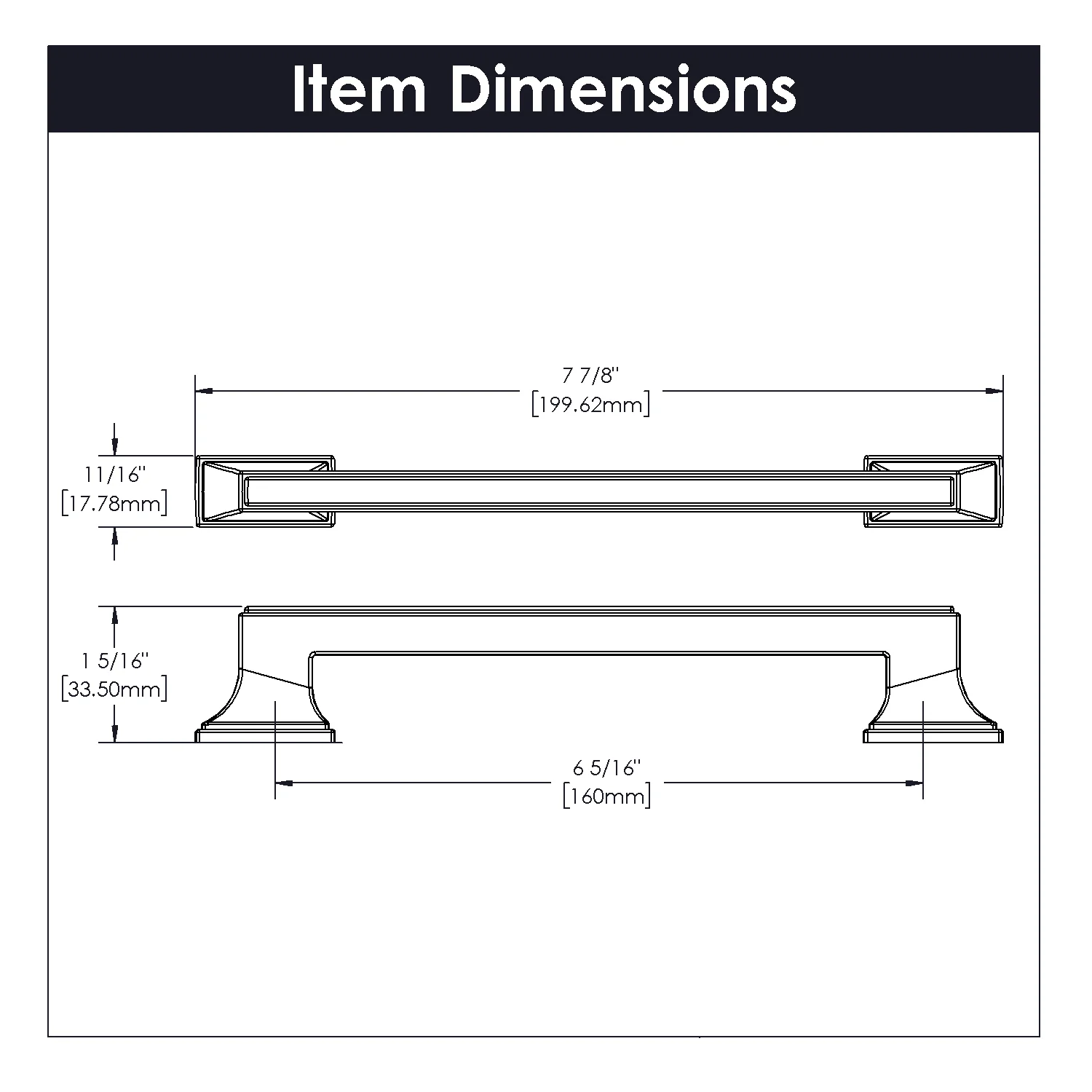 Brownstone Pull 6-5/16 Inch (160mm) Center to Center Champagne Bronze Finish - Image 4