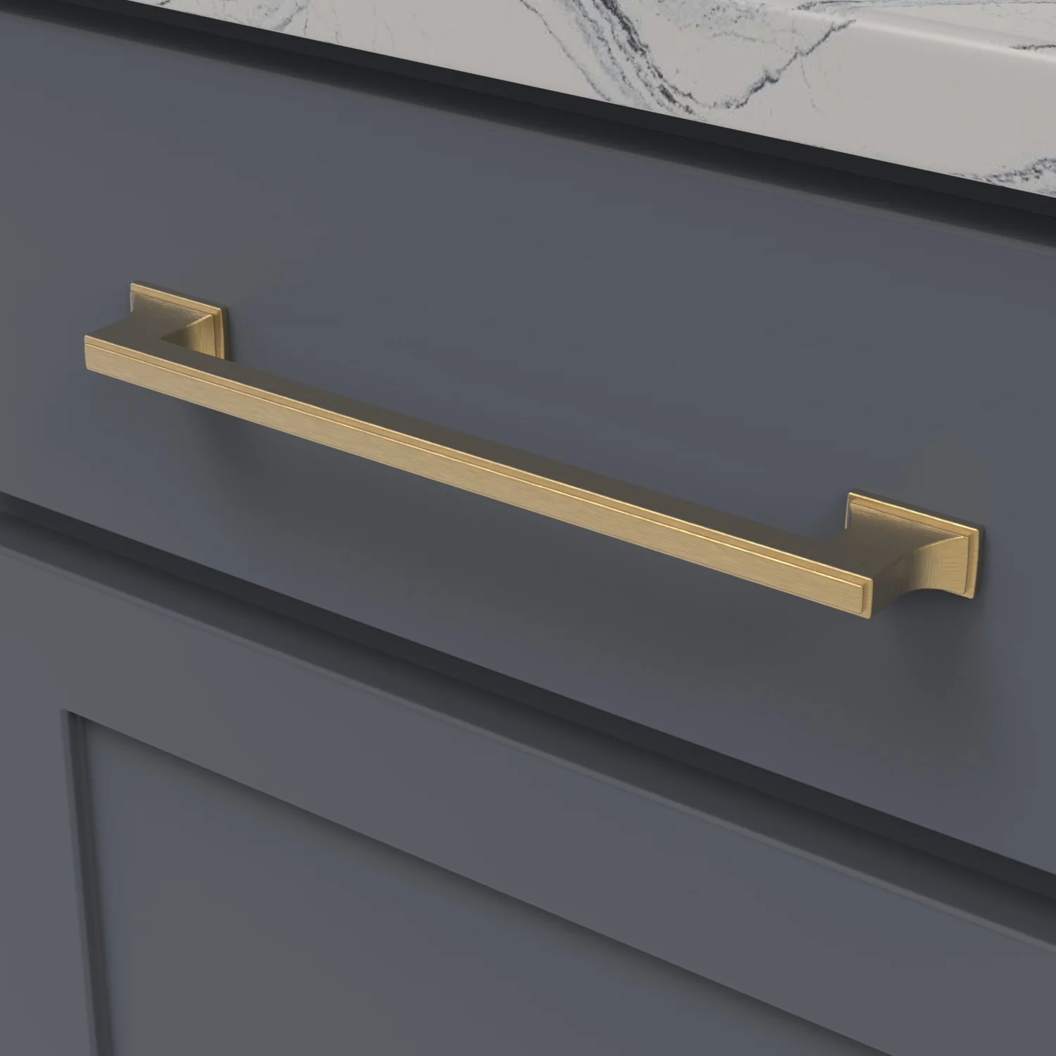 Brownstone Pull 8-13/16 Inch (224mm) Center to Center Brushed Golden Brass Finish - Image 2