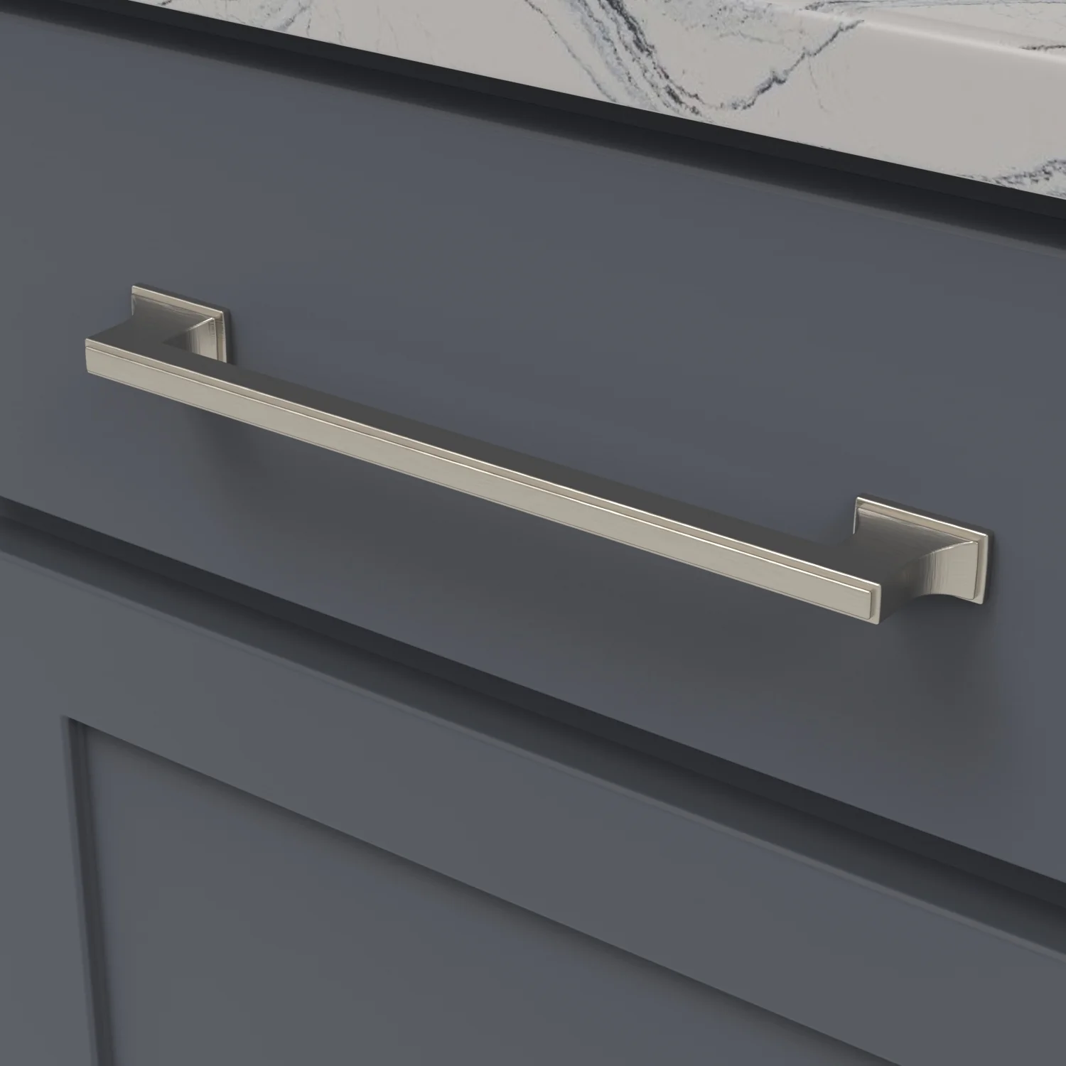 Brownstone Pull 8-13/16 Inch (224mm) Center to Center Satin Nickel Finish - Image 2
