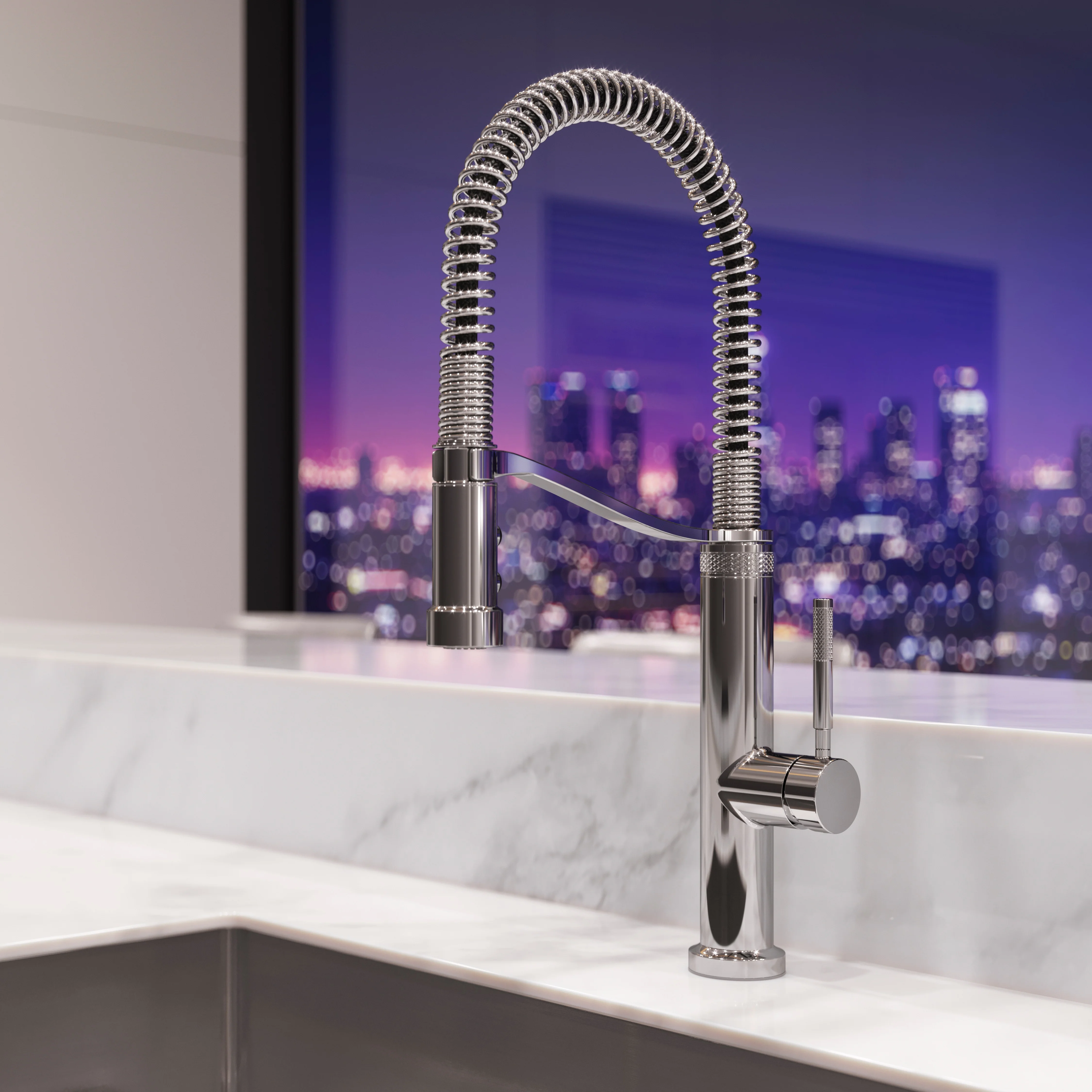Bruton Kitchen Faucet Pull-Down Culinary 1-Handle Polished Chrome - Image 4