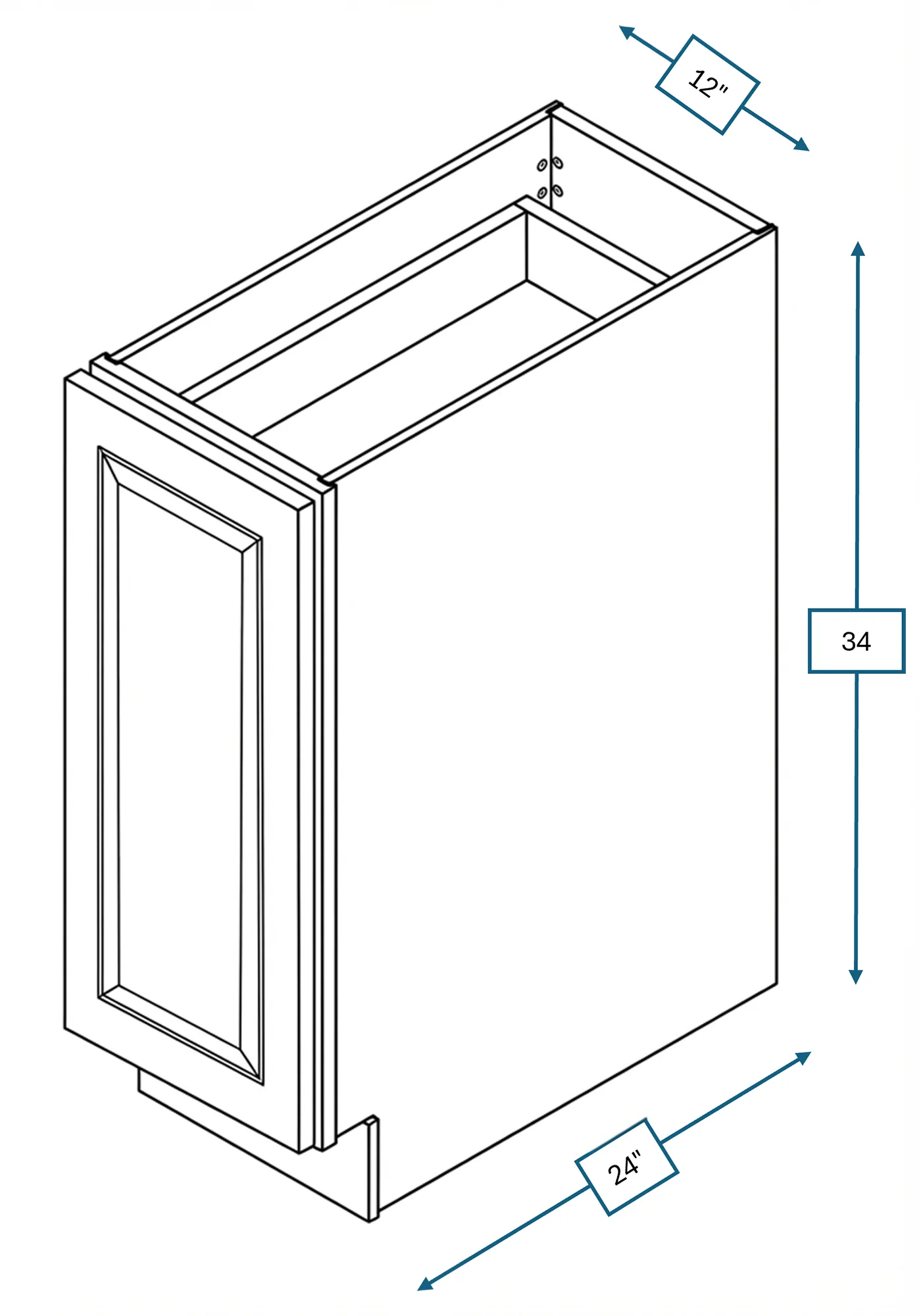 Chalet White Raised Panel 12 in. Full Height Door Base Cabinet