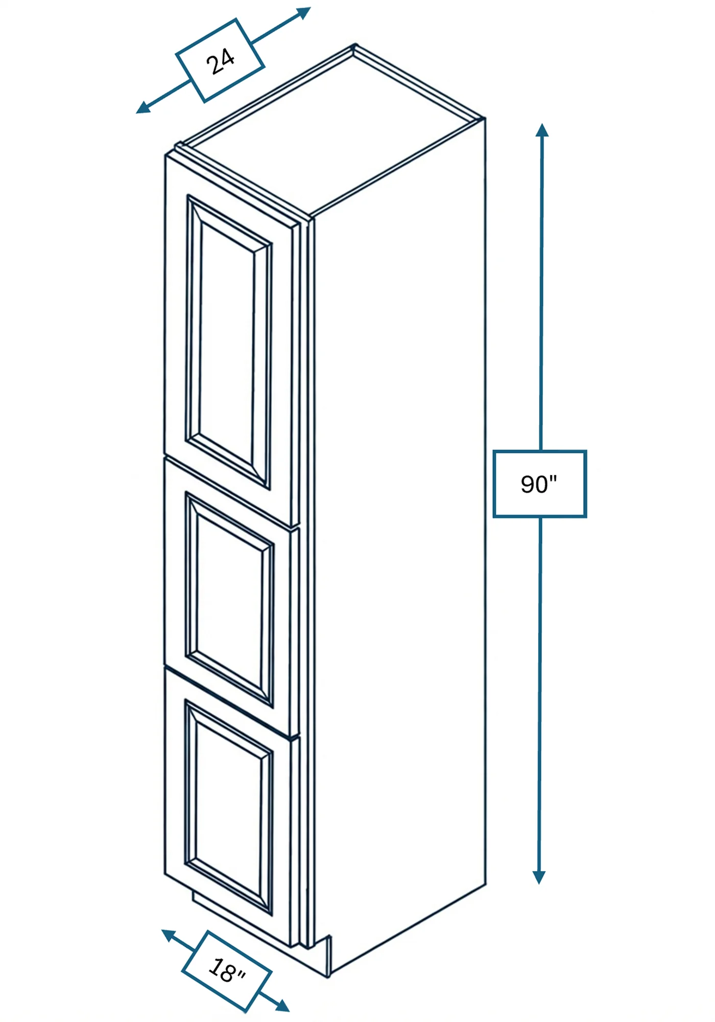 Chalet White Raised Panel 18 in. x 24 in. x 90 in. Tall Cabinet