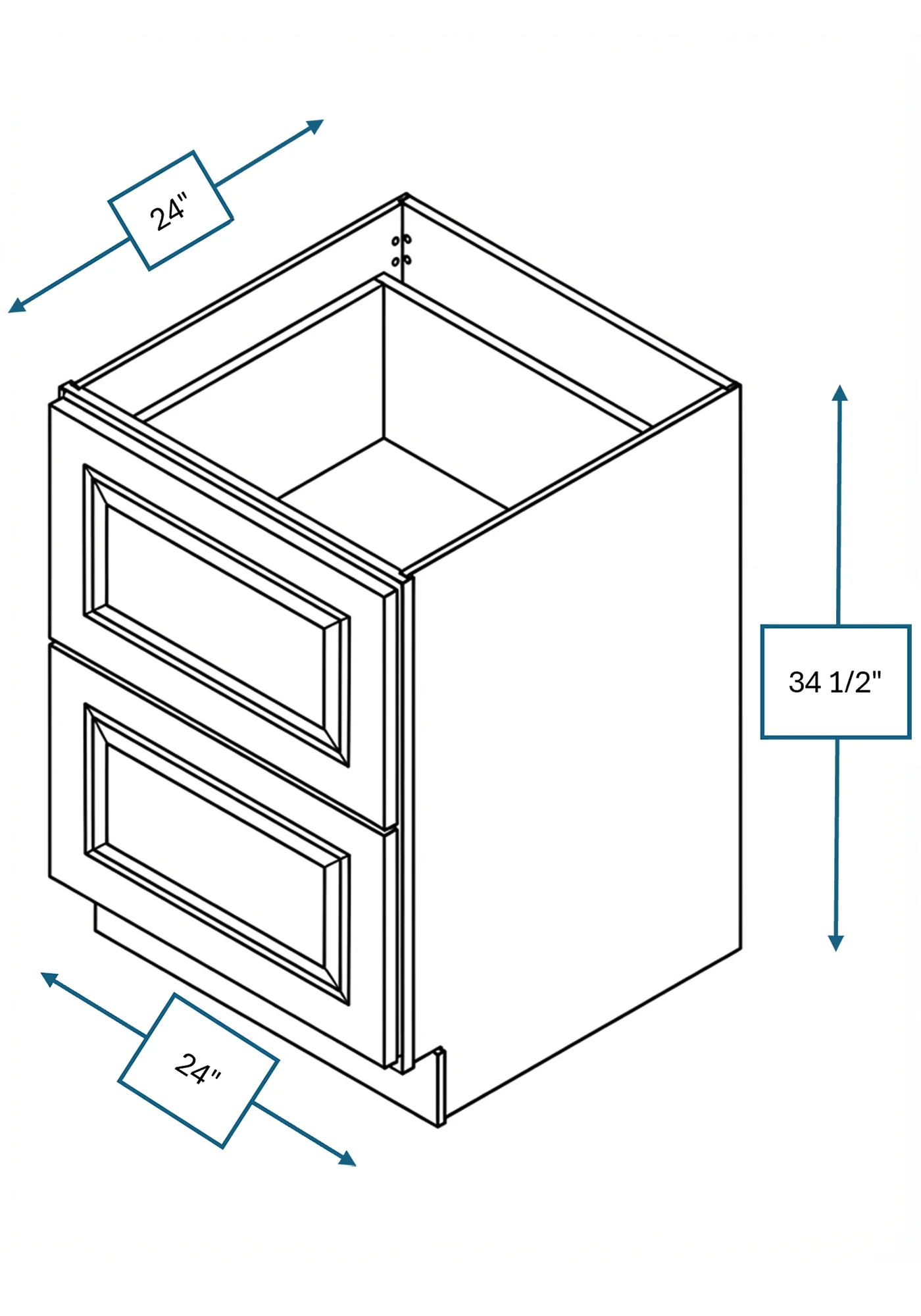 Chalet White Raised Panel 24 in. 2-Drawer Base Cabinet