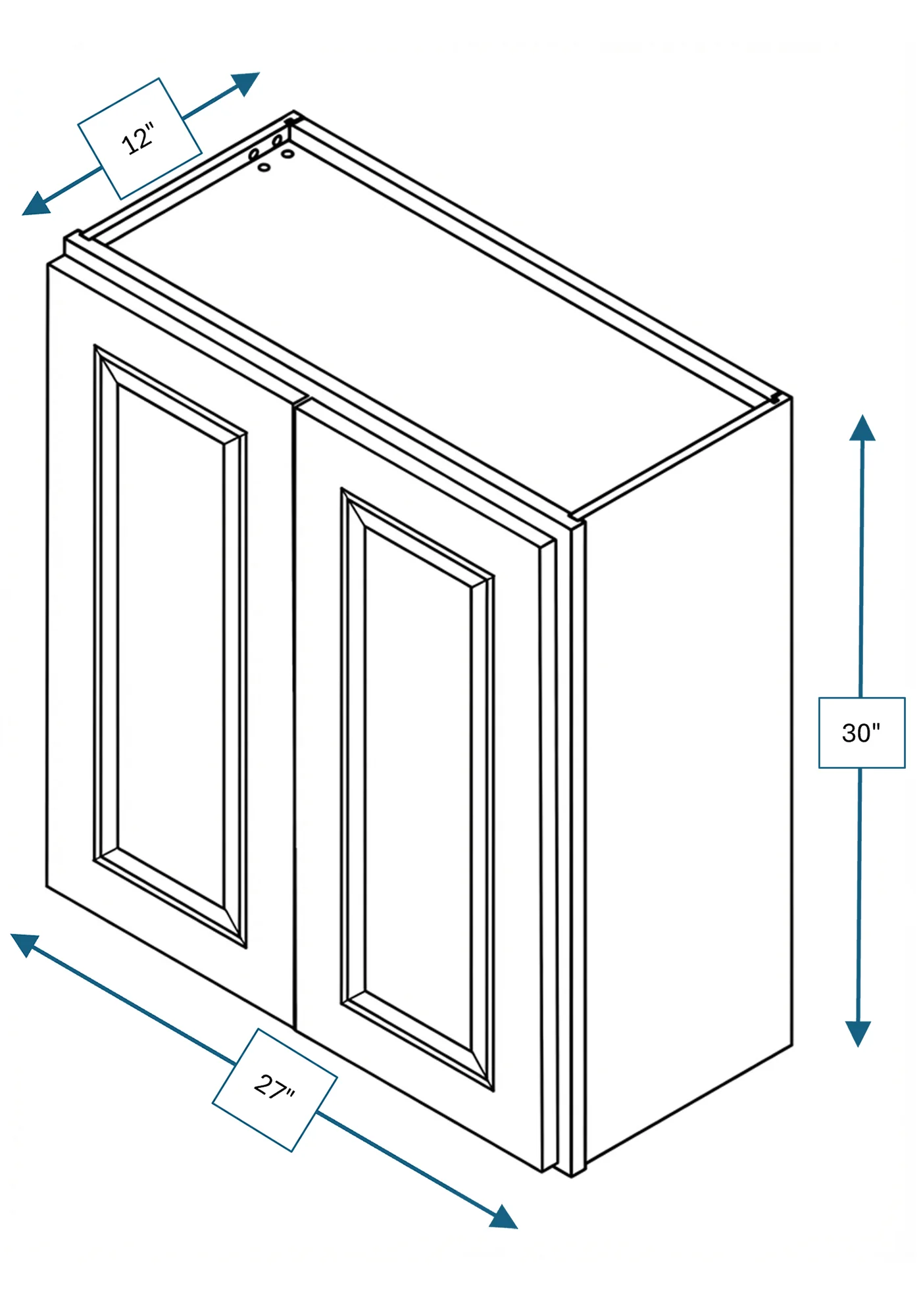 Chalet White Raised Panel 27 in. x 30 in. Wall Cabinet