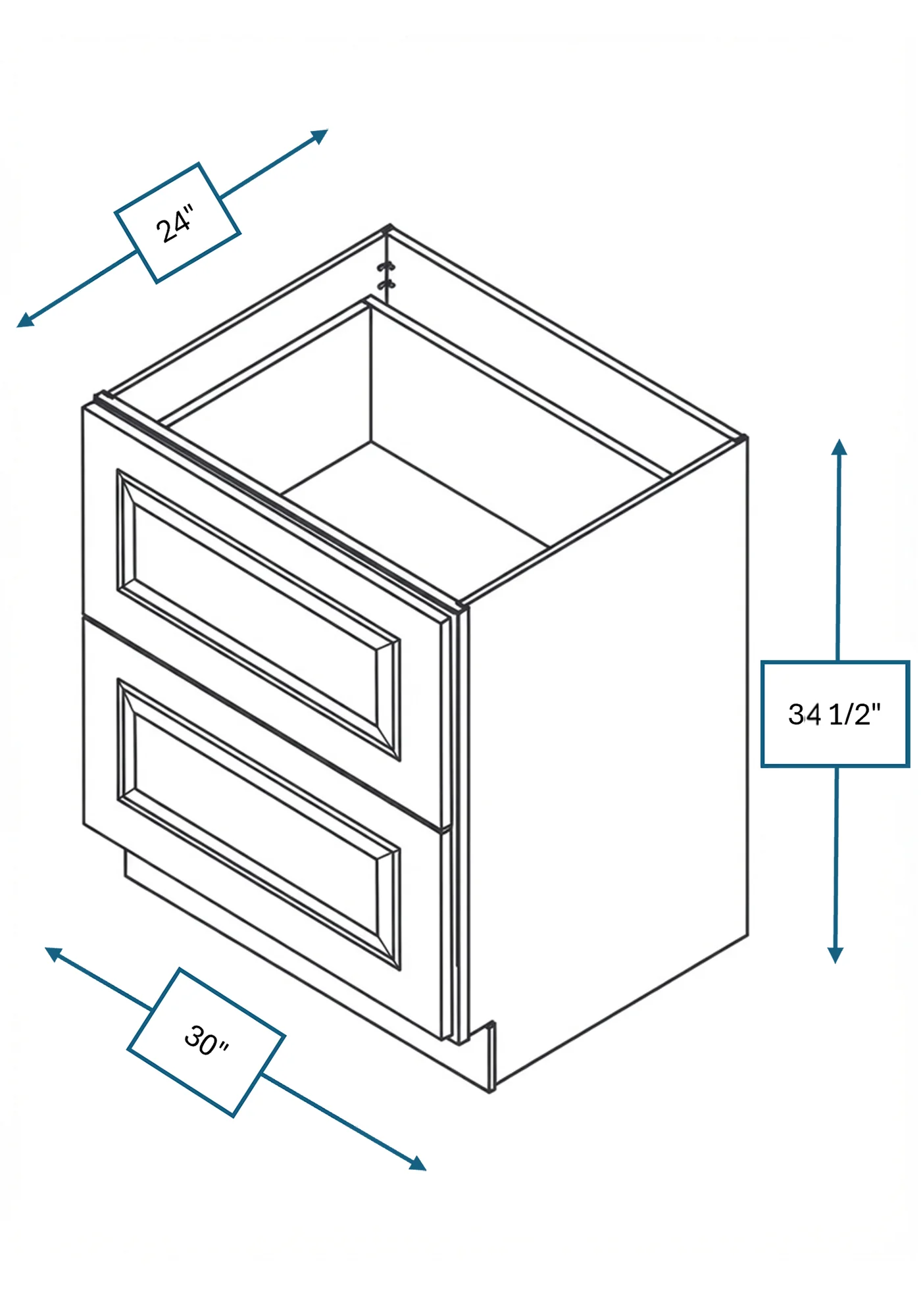 Chalet White Raised Panel 30 in. 2-Drawer Base Cabinet