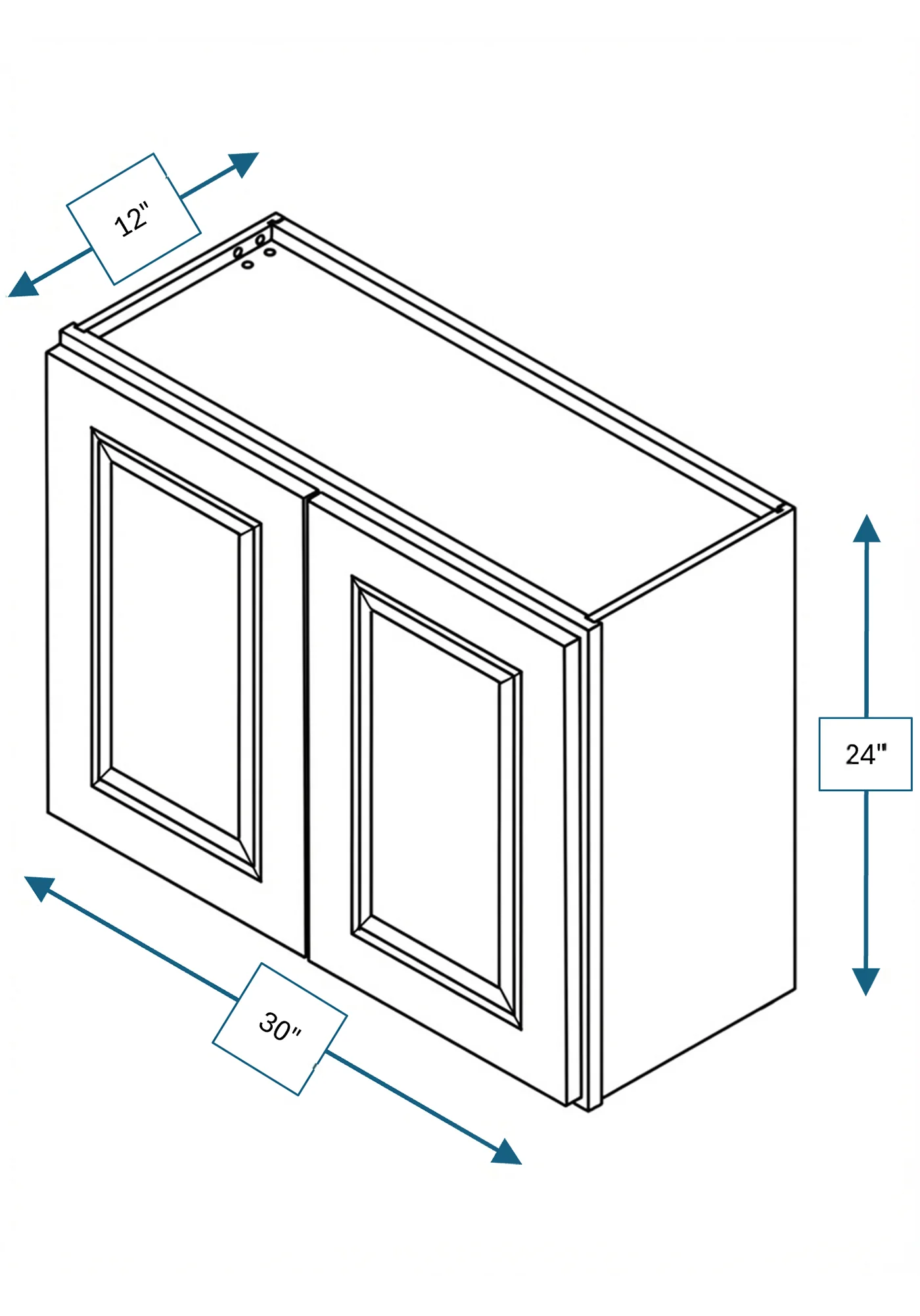 Chalet White Raised Panel 30 in. x 24 in. Wall Cabinet