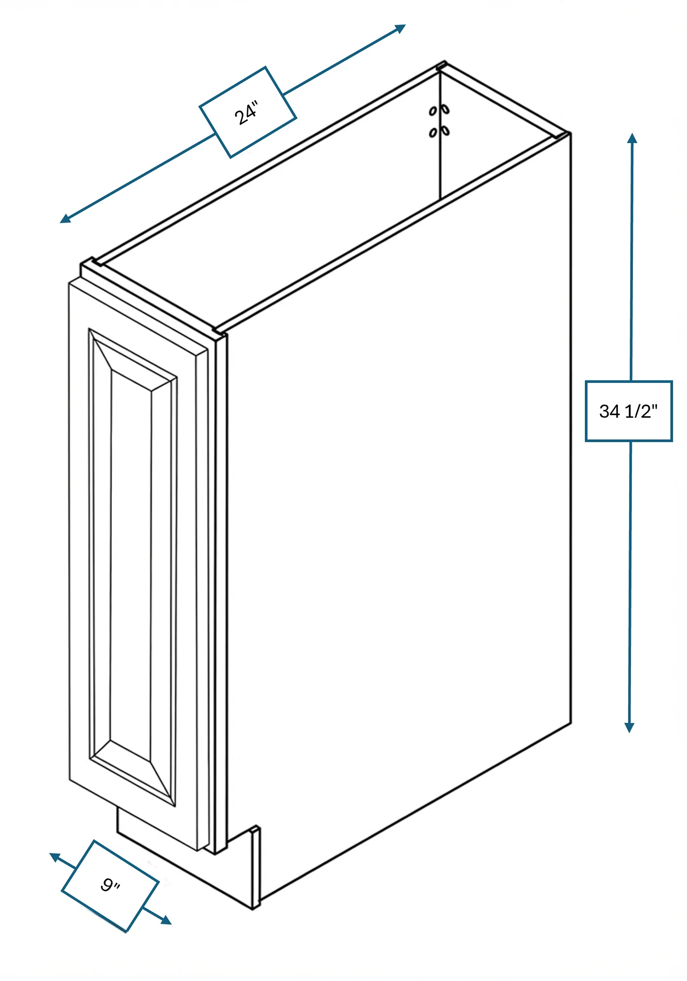 Chalet White Raised Panel 9 in. Full Height Door Base Cabinet