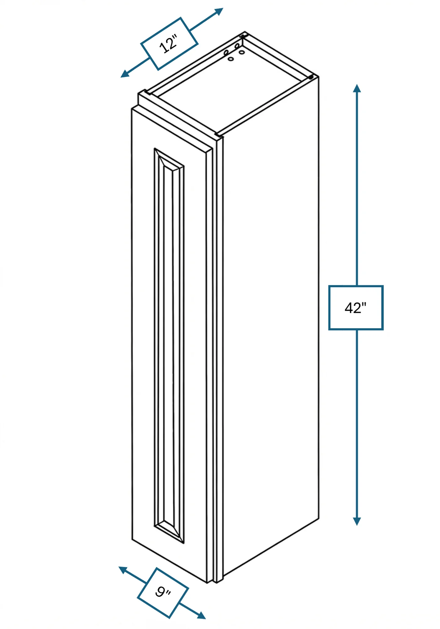 Chalet White Raised Panel 9 in. x 42 in. Wall Cabinet