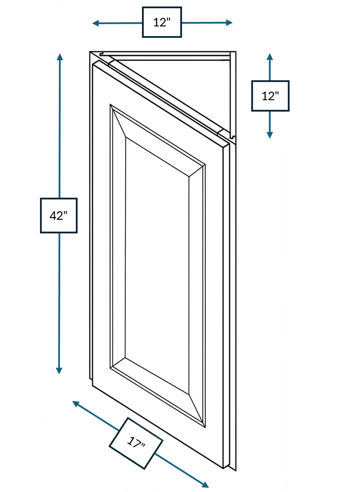 Chalet White Raised Panel Wall Angle Cabinet 12 in. x 12 in. x 42 in.