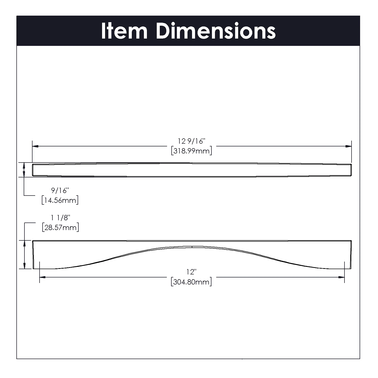 Channel Pull 12 Inch Center to Center Brushed Golden Brass Finish - Image 4