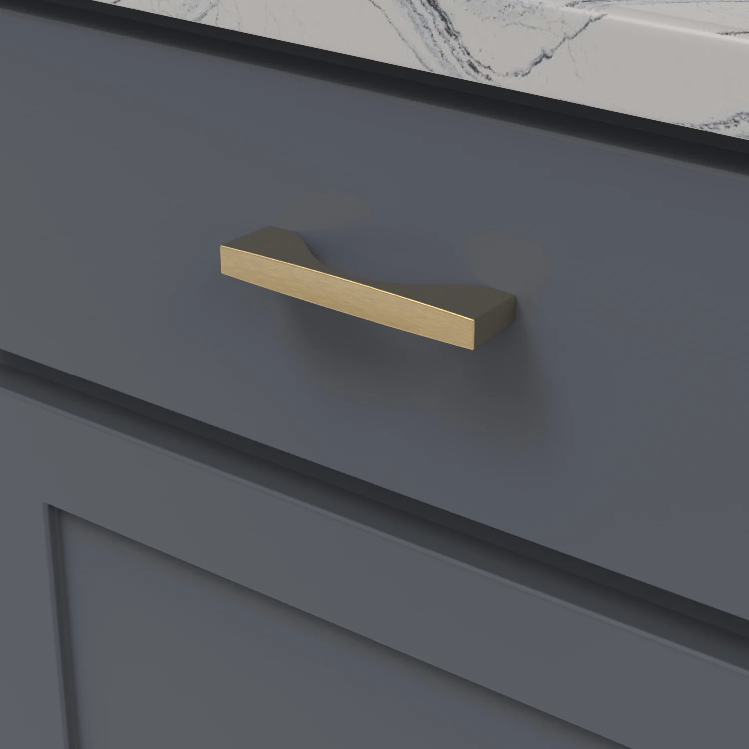 Channel Pull 3-3/4 Inch (96mm) Center to Center Brushed Golden Brass Finish - Image 2