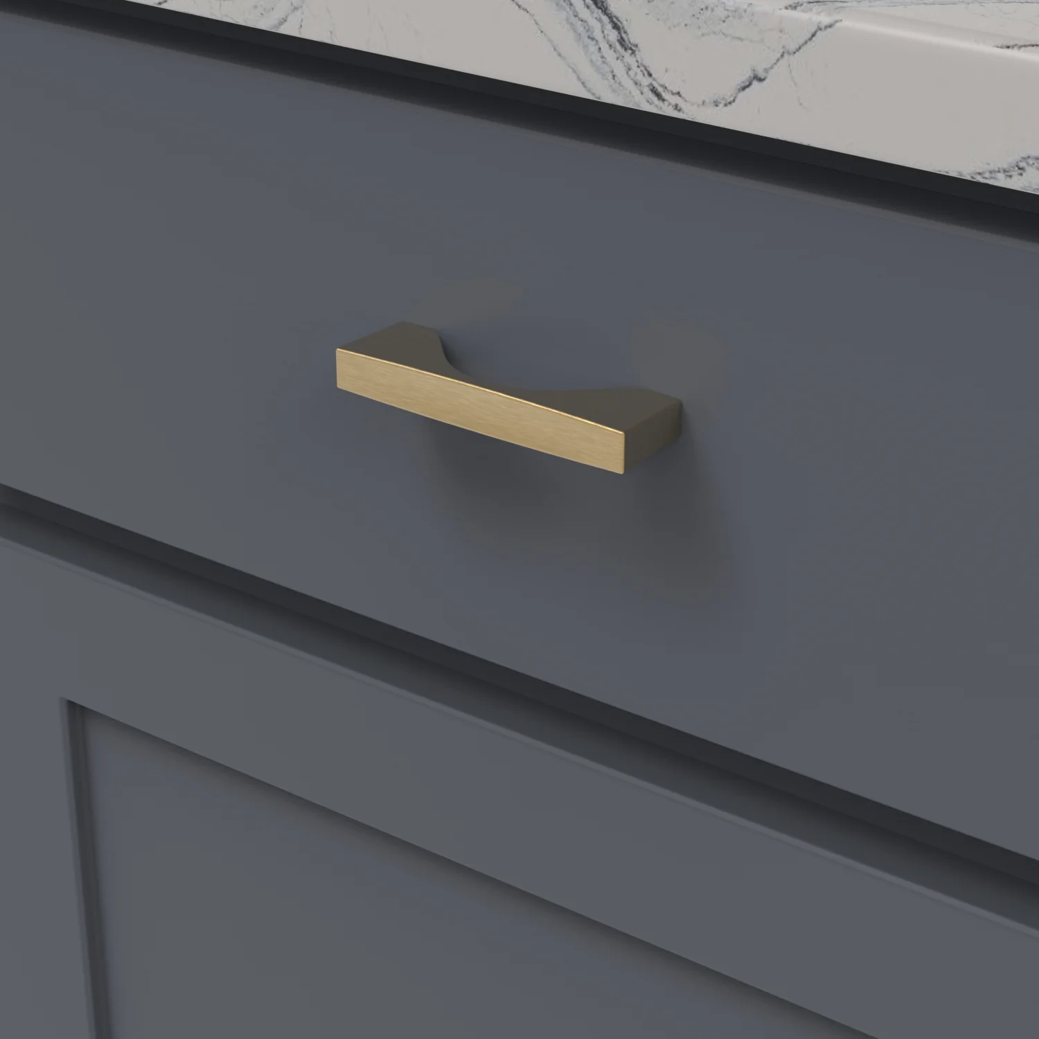 Channel Pull 3 Inch Center to Center Brushed Golden Brass Finish - Image 2