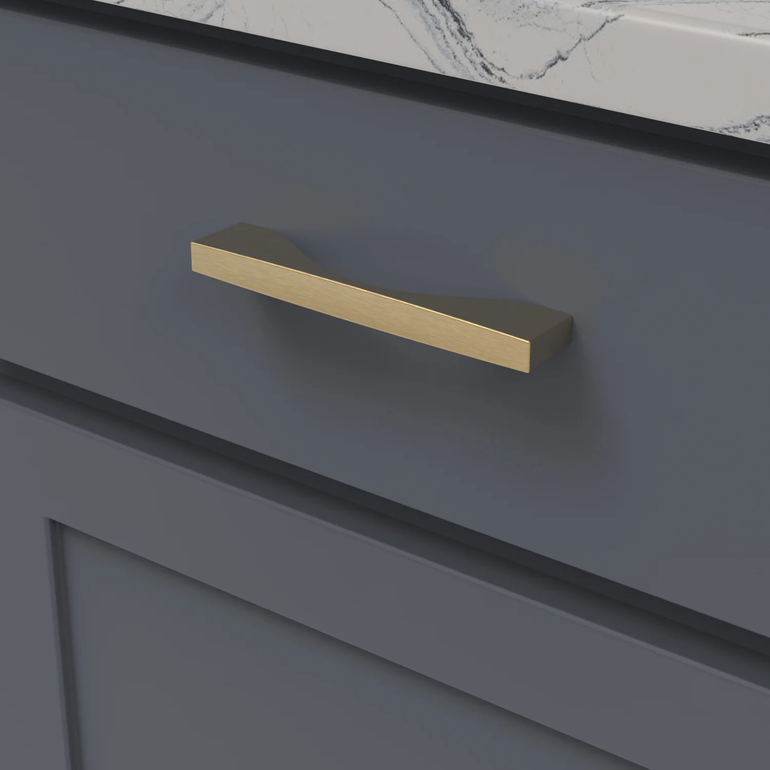 Channel Pull 5-1/16 Inch (128mm) Center to Center Brushed Golden Brass Finish - Image 2