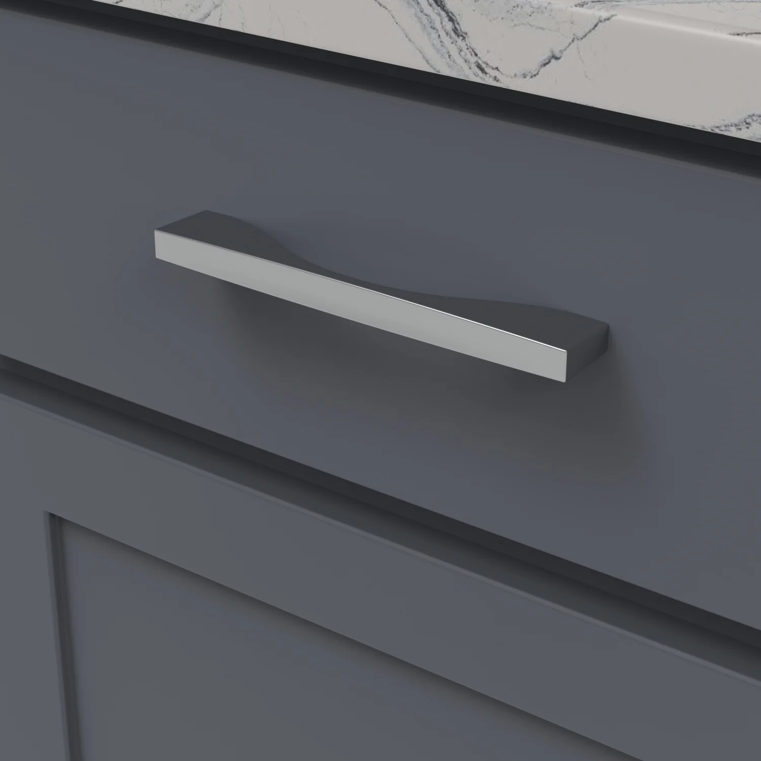 Channel Pull 6-5/16 Inch (160mm) Center to Center Chrome Finish - Image 2