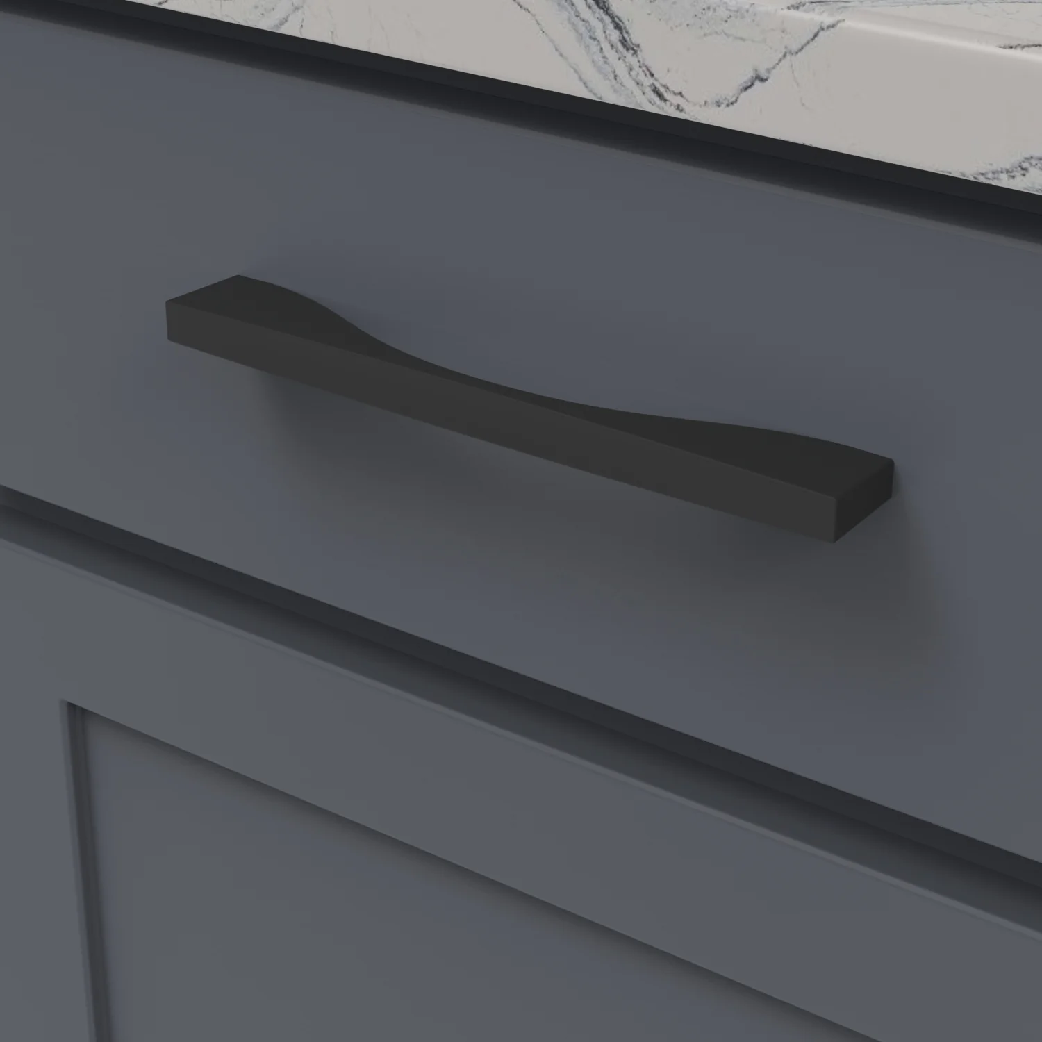 Channel Pull 7-9/16 Inch (192mm) Center to Center Matte Black Finish - Image 2