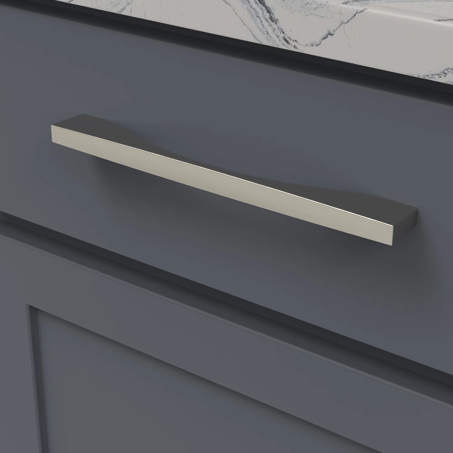 Channel Pull 8-13/16 Inch (224mm) Center to Center Satin Nickel Finish - Image 2