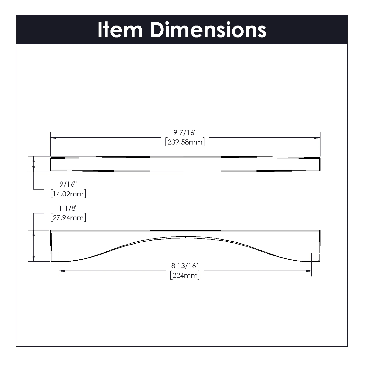 Channel Pull 8-13/16 Inch (224mm) Center to Center Satin Nickel Finish - Image 4