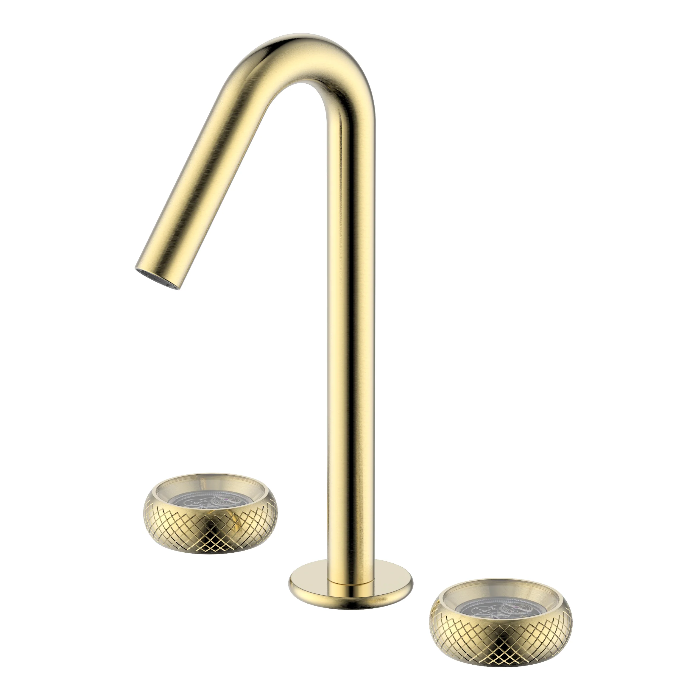 Chrono Two Handle Watch Mechanism Luxury Widespread Bathroom Faucet in Brushed Gold- RVF5234SG - Image 2