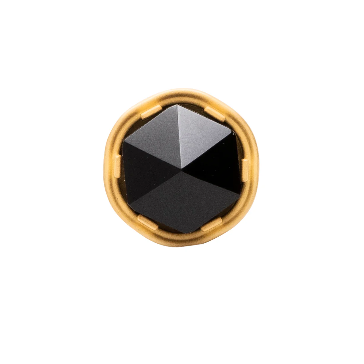 Chrysalis Knob 1-3/16 Inch Diameter Brushed Golden Brass with Opaque Black Glass Finish - Image 2