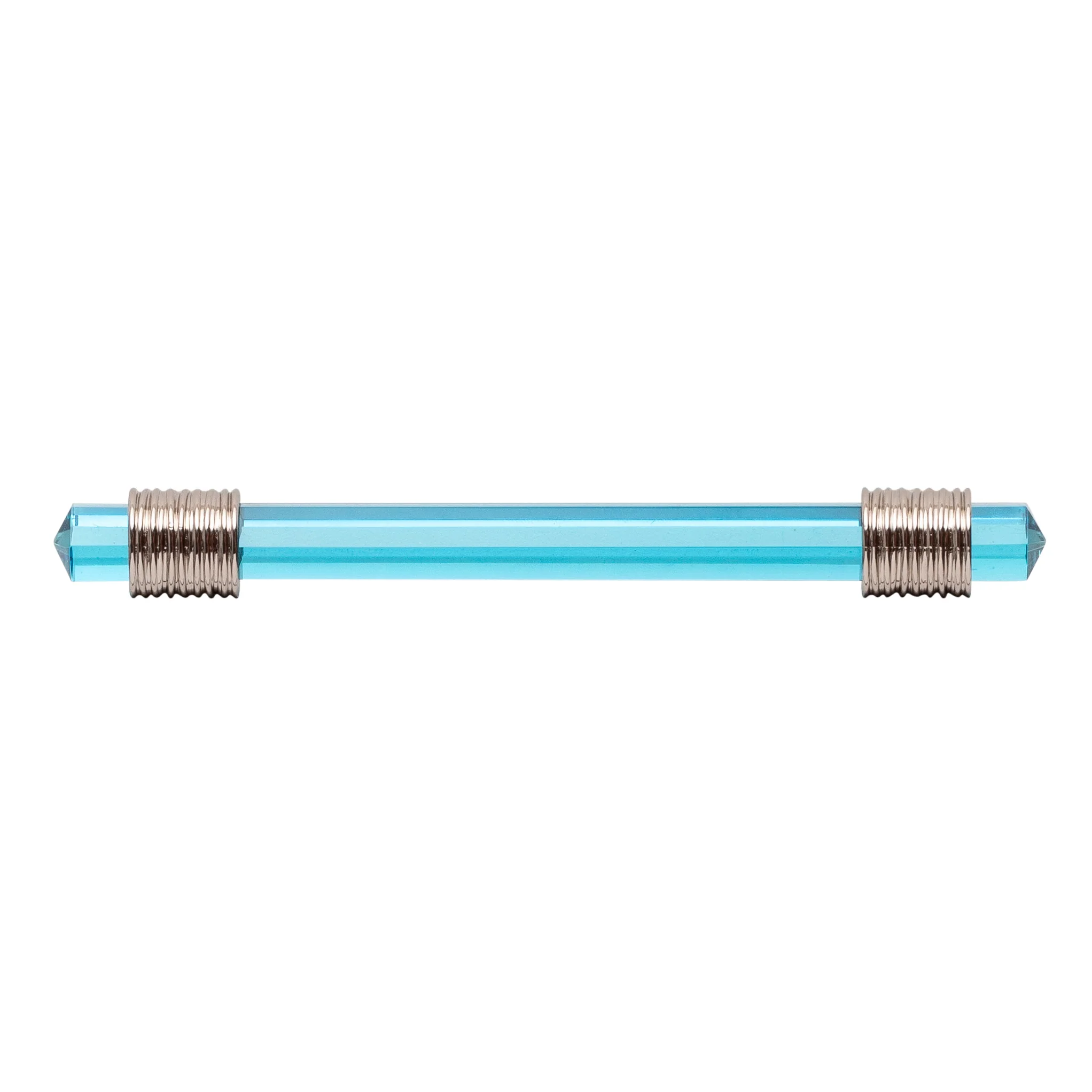 Chrysalis Pull 5-1/16 Inch (128mm) Center to Center Polished Nickel with Cerulean Glass Finish - Image 2