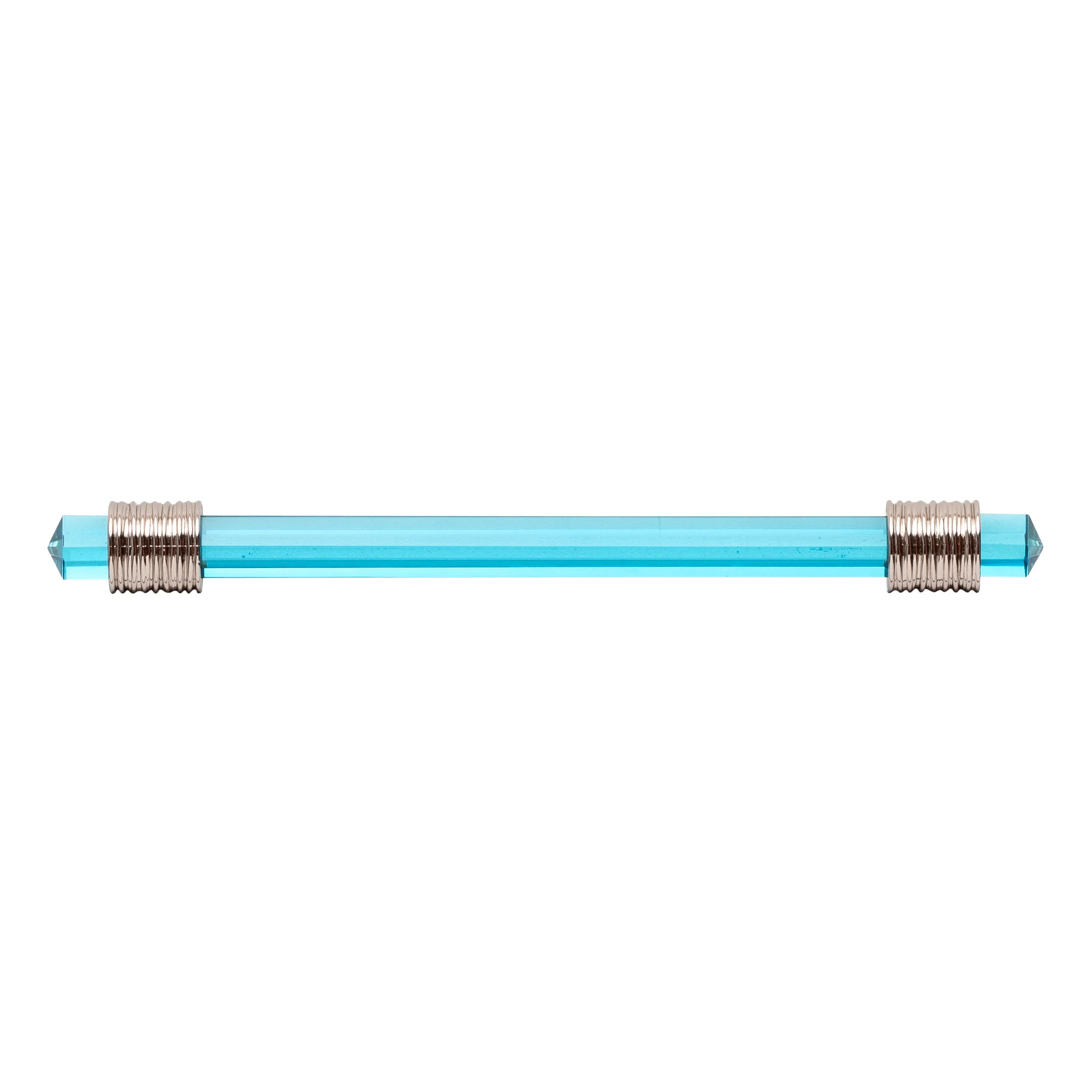 Chrysalis Pull 6-5/16 Inch (160mm) Center to Center Polished Nickel with Cerulean Glass Finish - Image 2
