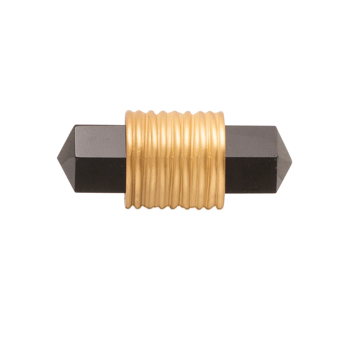 Chrysalis T-Knob 1-7/8 Inch x 3/4 Inch Brushed Golden Brass with Opaque Black Glass Finish - Image 2