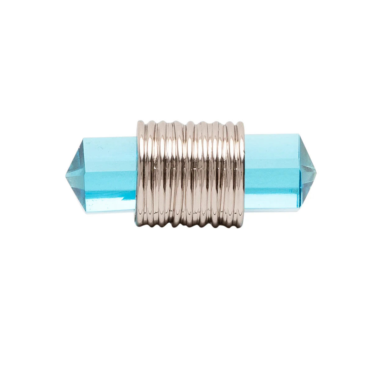 Chrysalis T-Knob 1-7/8 Inch x 3/4 Inch Polished Nickel with Cerulean Glass Finish - Image 2