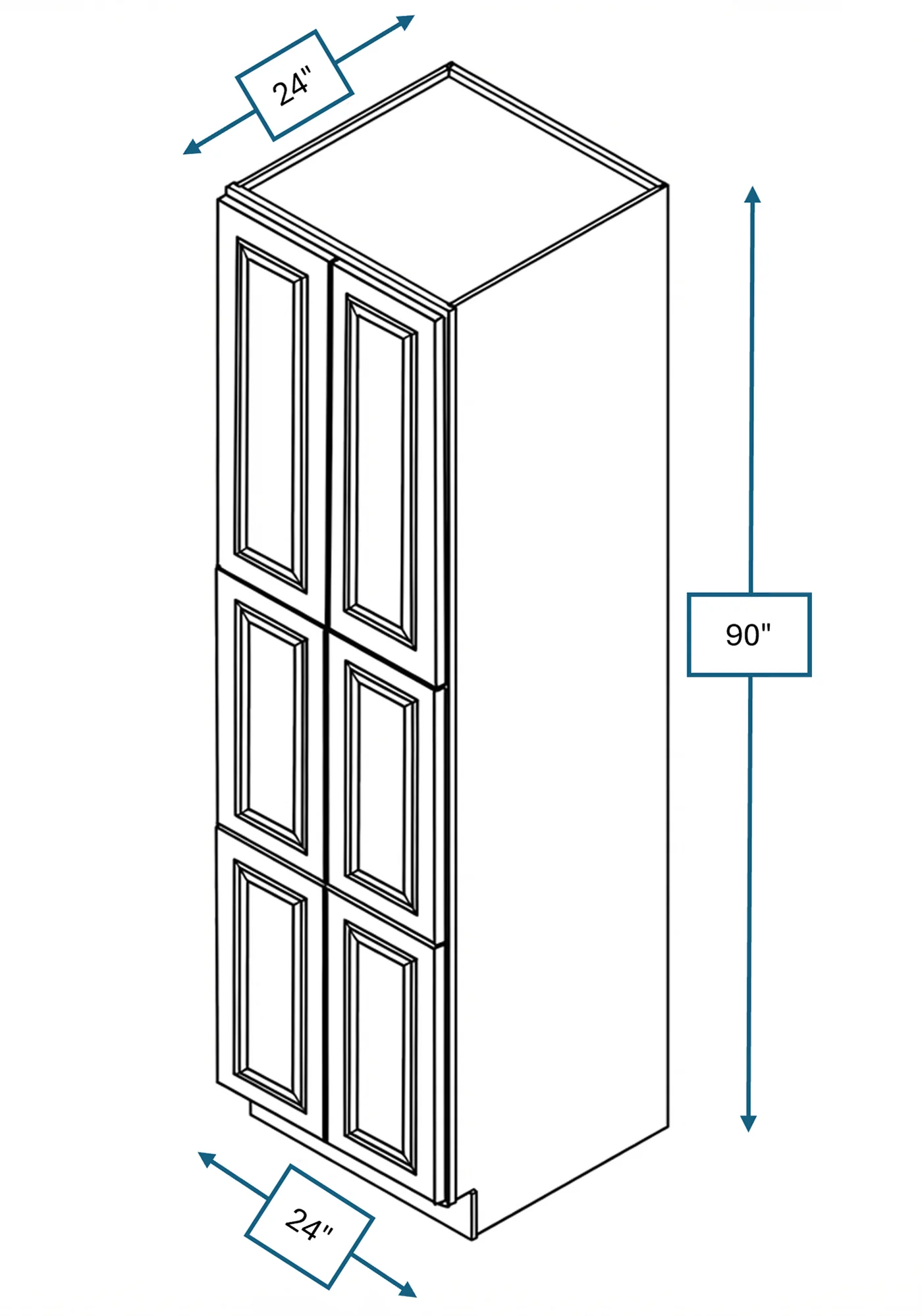 Cotswold Linen Raised Panel 24 in. x 24 in. x 90 in. Tall Cabinet