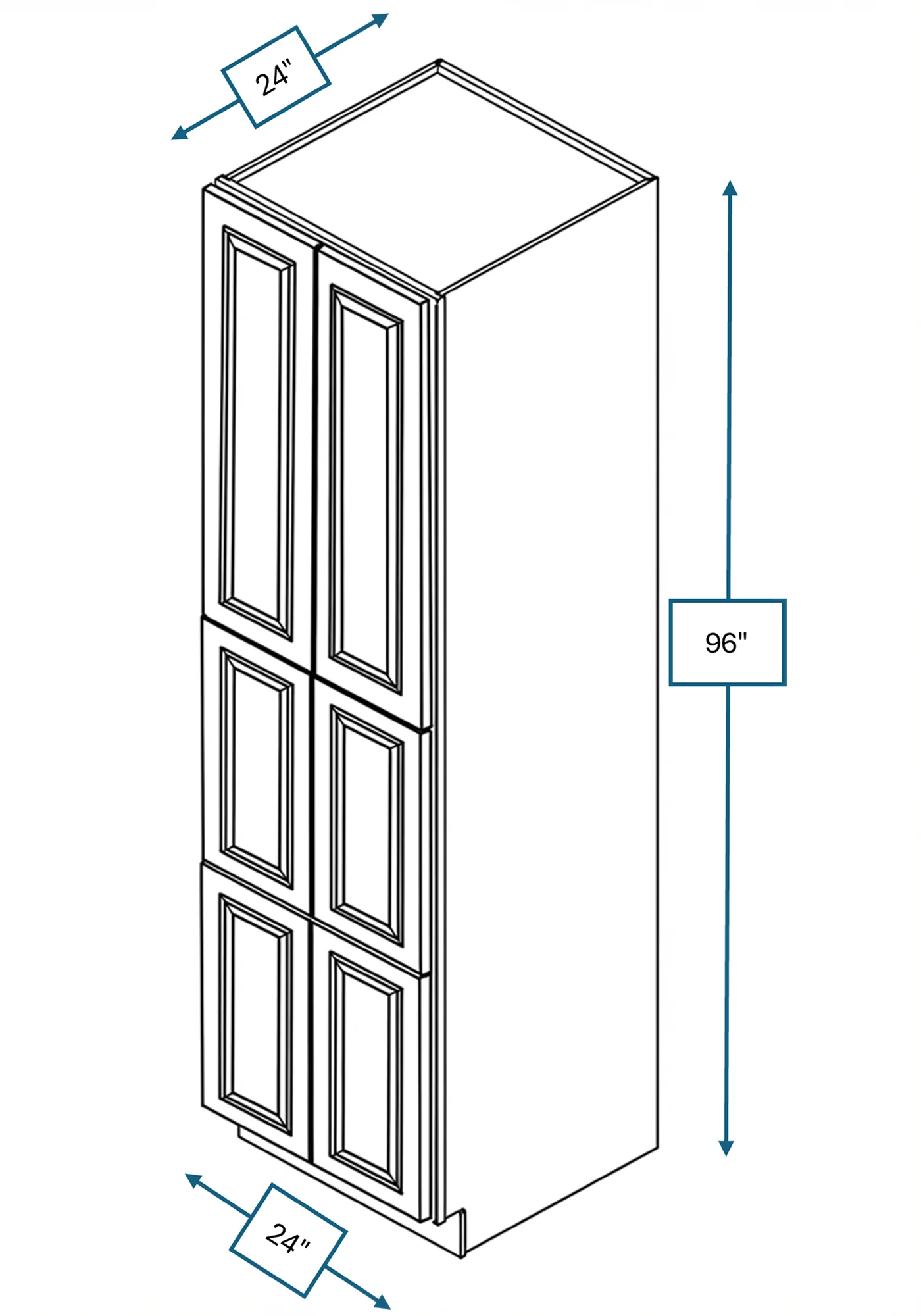 Cotswold Linen Raised Panel 24 in. x 24 in. x 96 in. Tall Cabinet