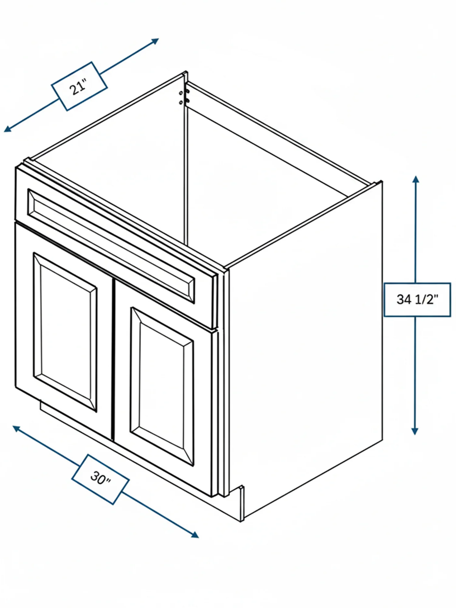 Cotswold Linen Raised Panel 30 in. Vanity Sink Base Cabinet