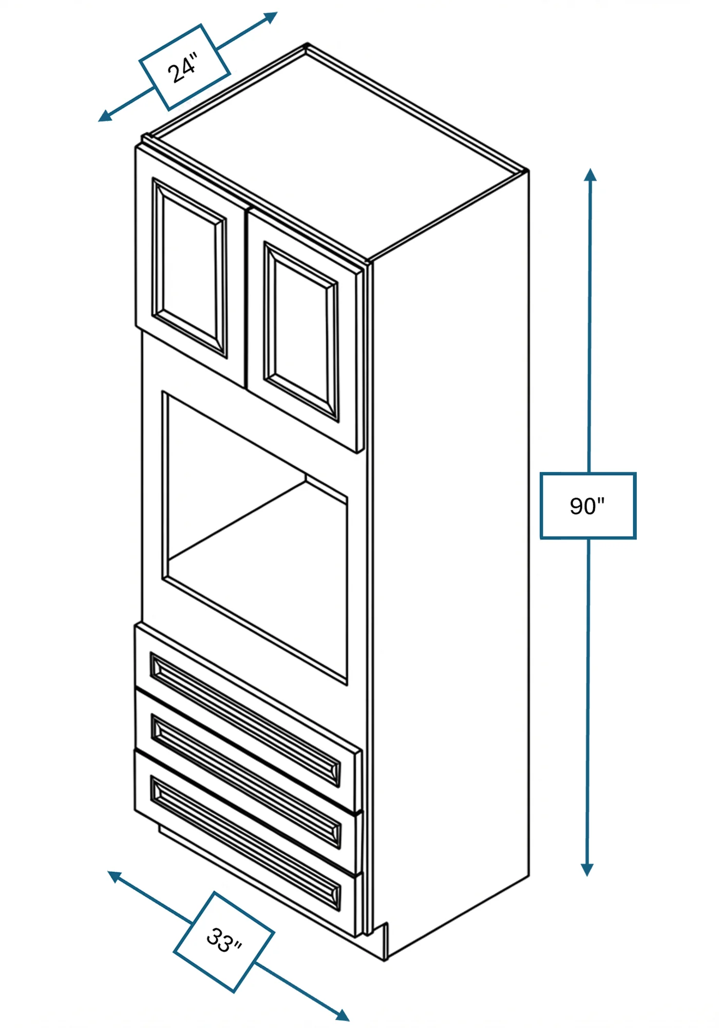 Cotswold Linen Raised Panel 33 in. x 24 in. x 90 in. Double Oven Cabinet