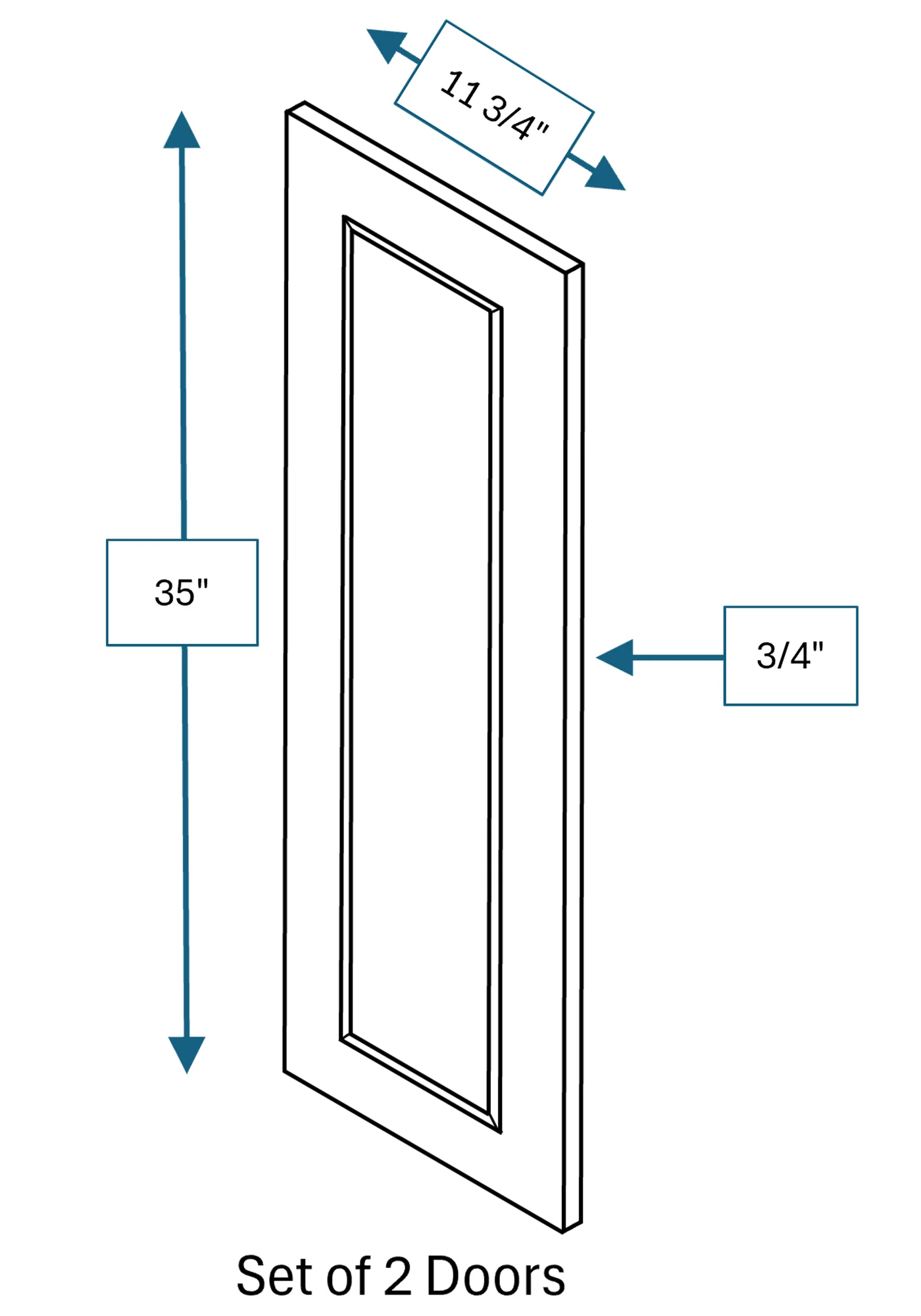 Cotswold Linen Raised Panel Clear Glass Door 2-Pack 24 in. x 36 in.