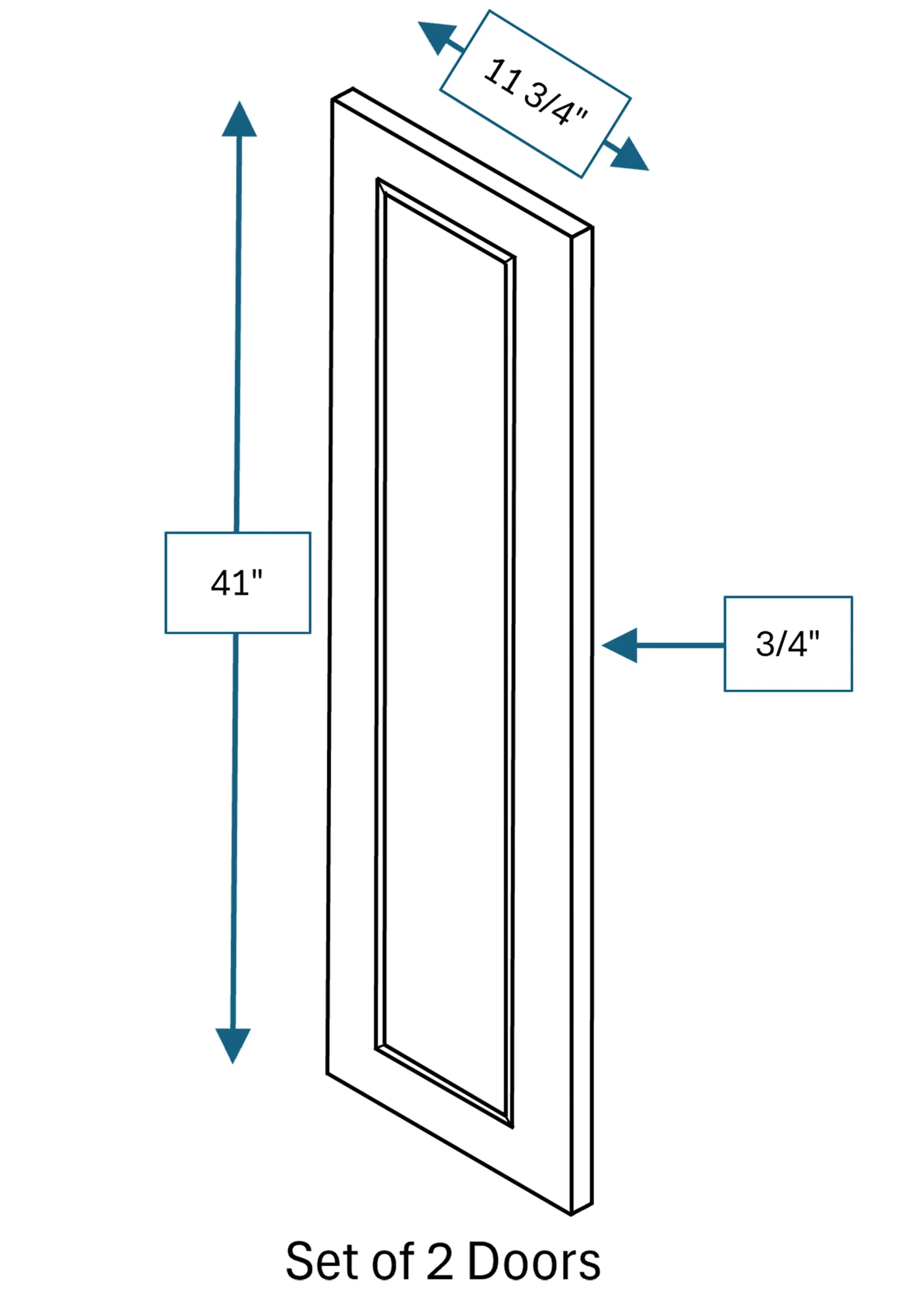 Cotswold Linen Raised Panel Clear Glass Door 2-Pack 24 in. x 42 in.