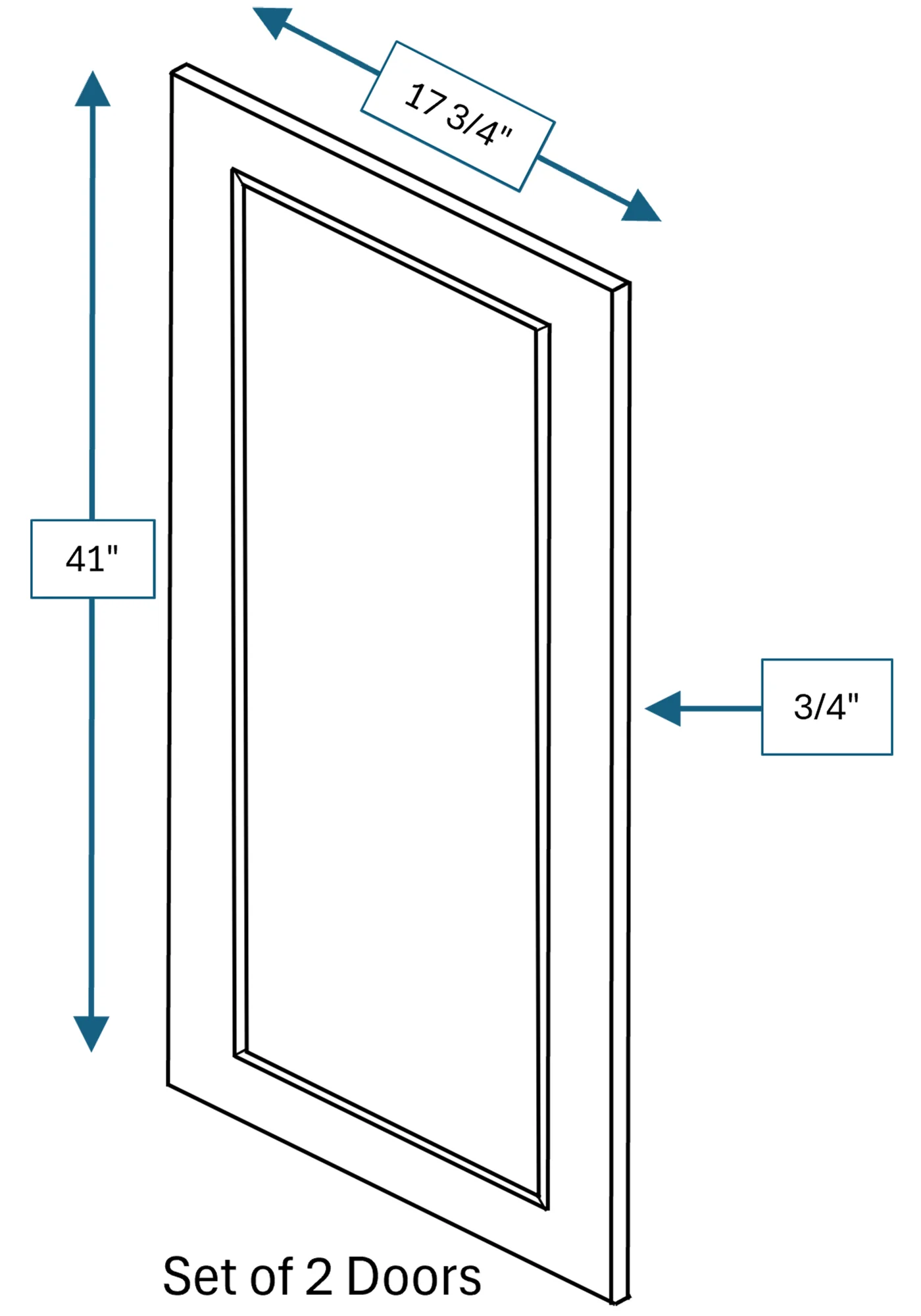 Cotswold Linen Raised Panel Clear Glass Door 2-Pack 36 in. x 42 in.