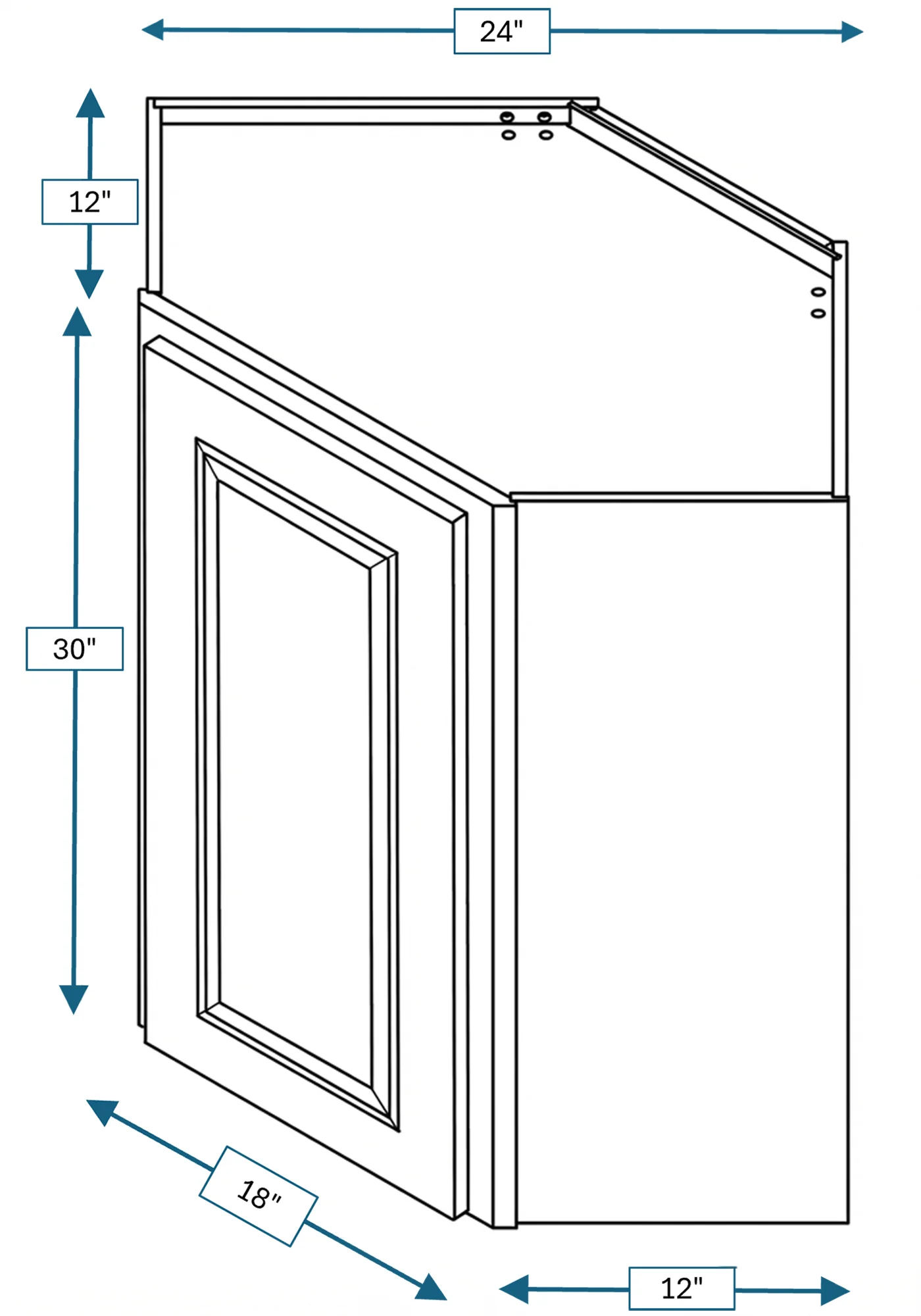 Cotswold Linen Raised Panel Diagonal Wall Cabinet 24 in. x 12 in. x 30 in.