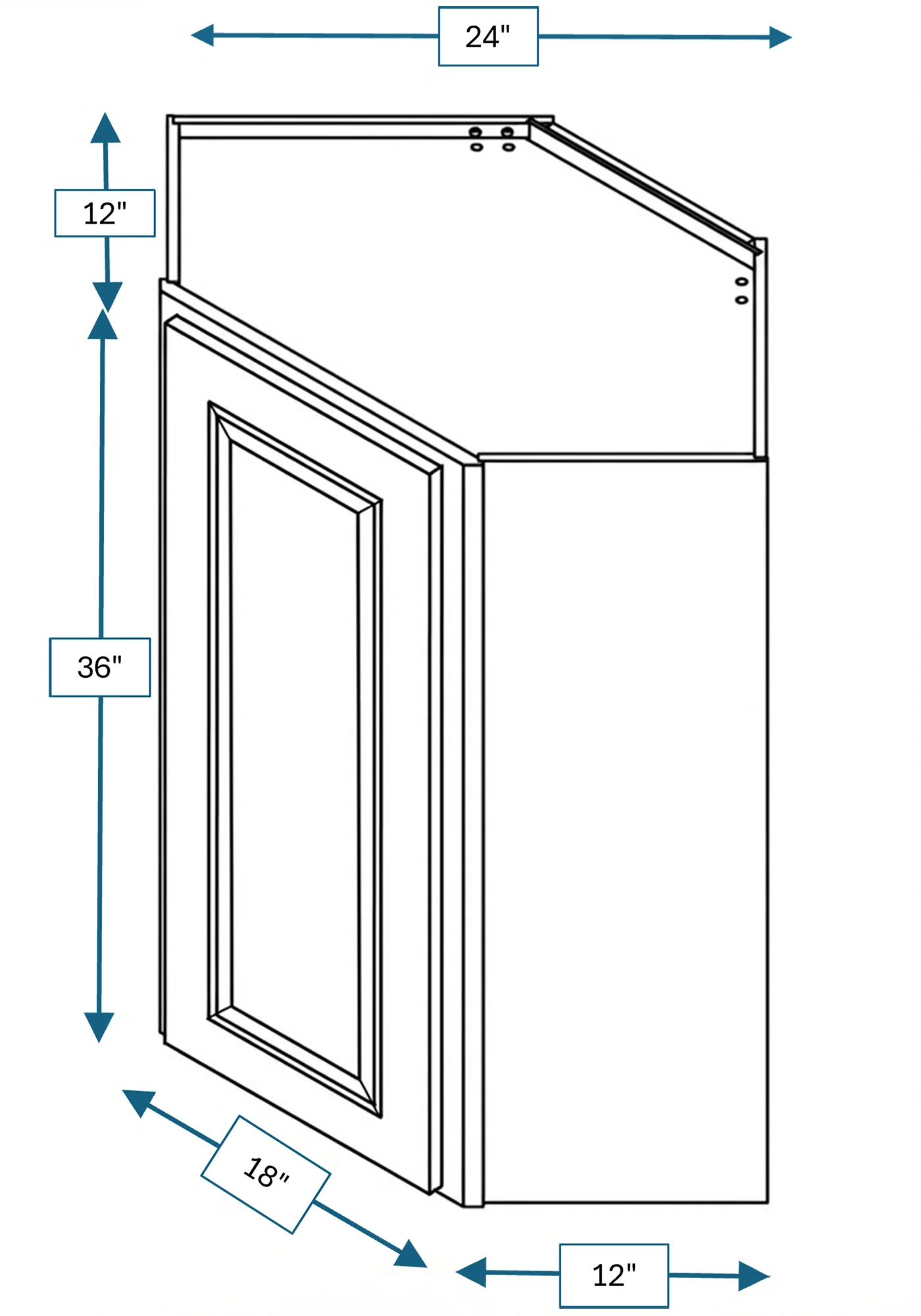 Cotswold Linen Raised Panel Diagonal Wall Cabinet 24 in. x 12 in. x 36 in.