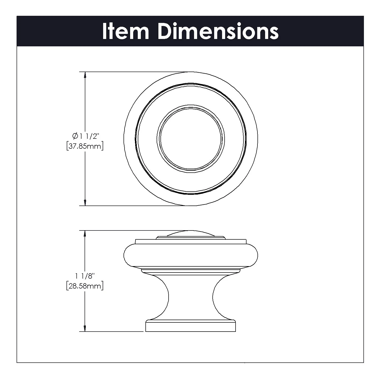 Cottage Knob 1-1/2 Inch Diameter Stainless Steel Finish - Image 2