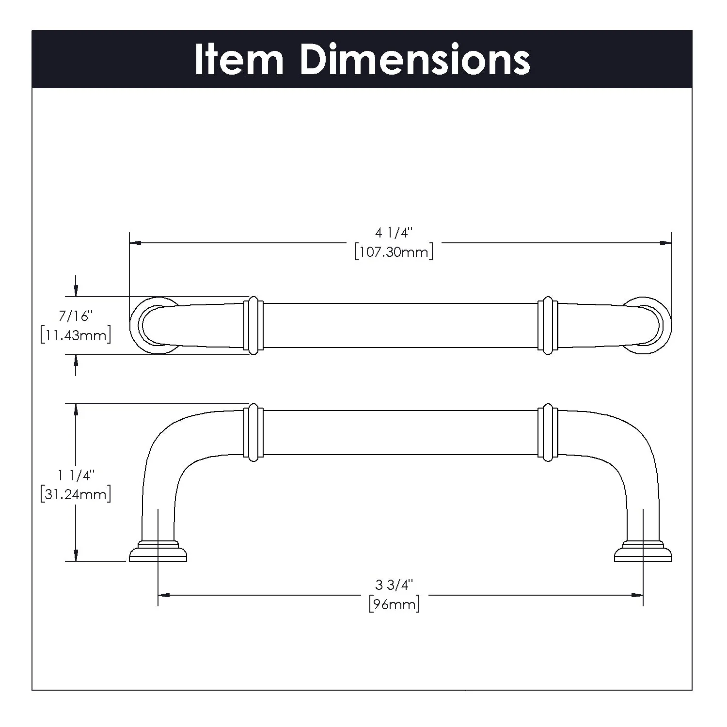 Cottage Pull 3-3/4 Inch (96mm) Center to Center Satin Nickel Finish - Image 2