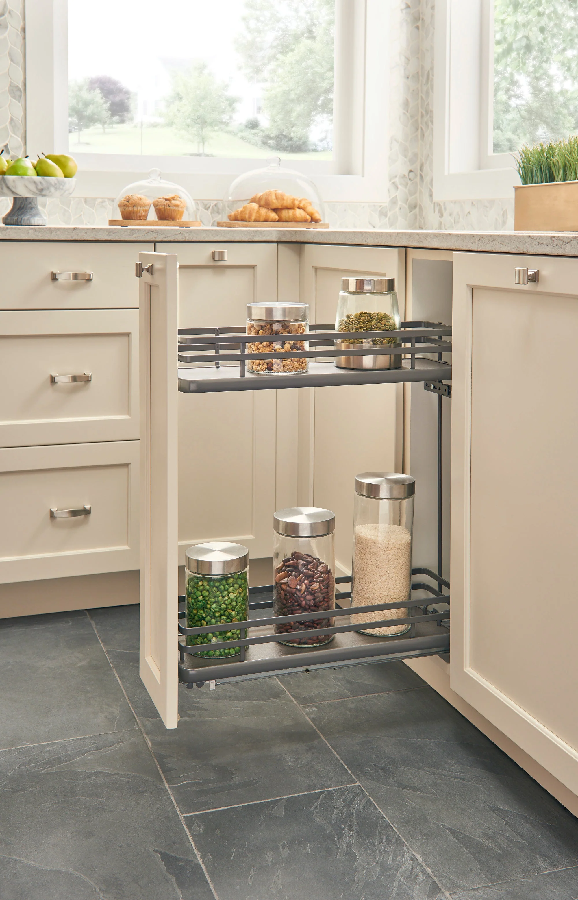 Euro Pullout 6.5'' Two Tier Shelf Organizer GRY - Image 2