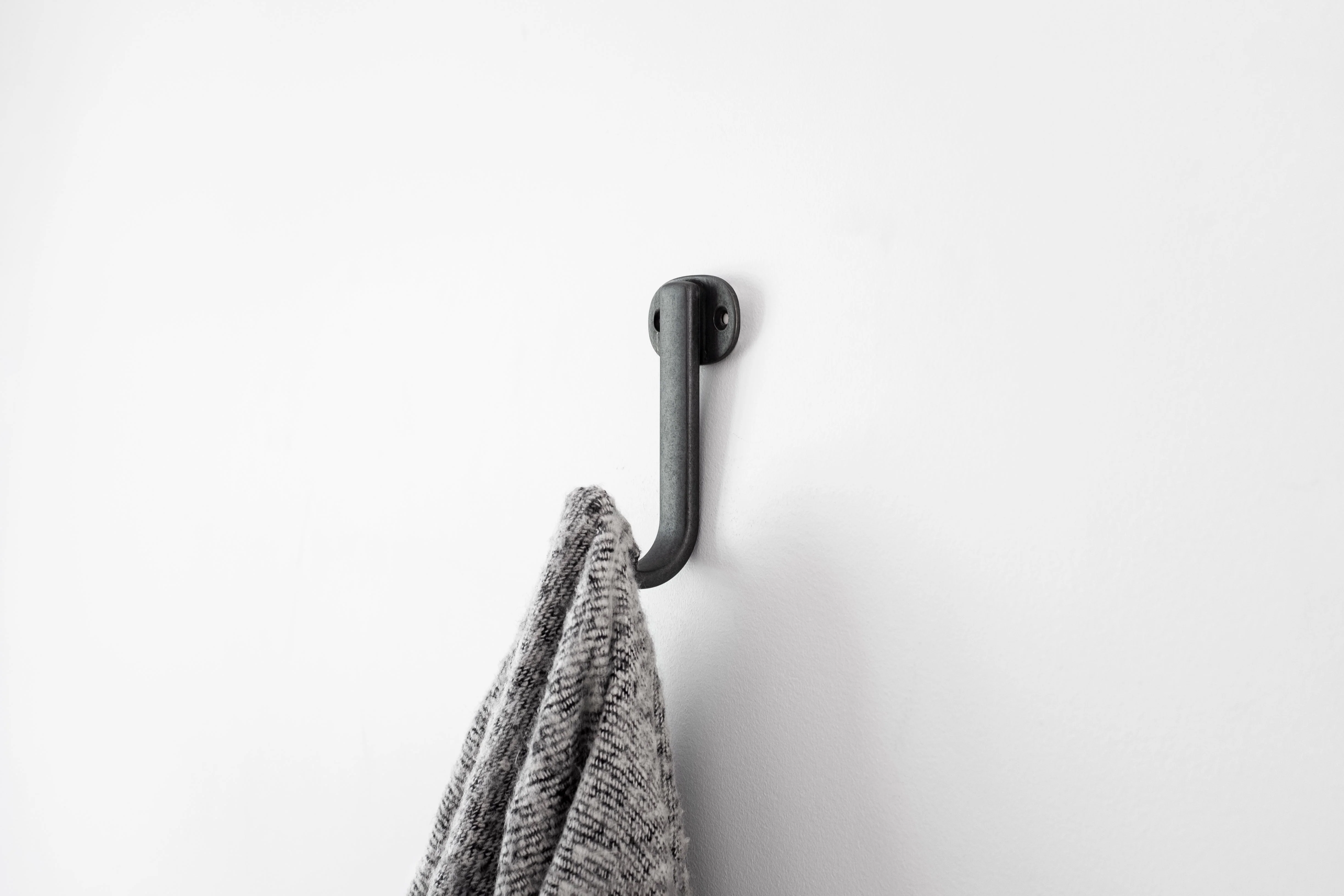 Euro-Contemporary Single Prong Hook 4-3/4 Inch Long Black Iron Finish - Image 2