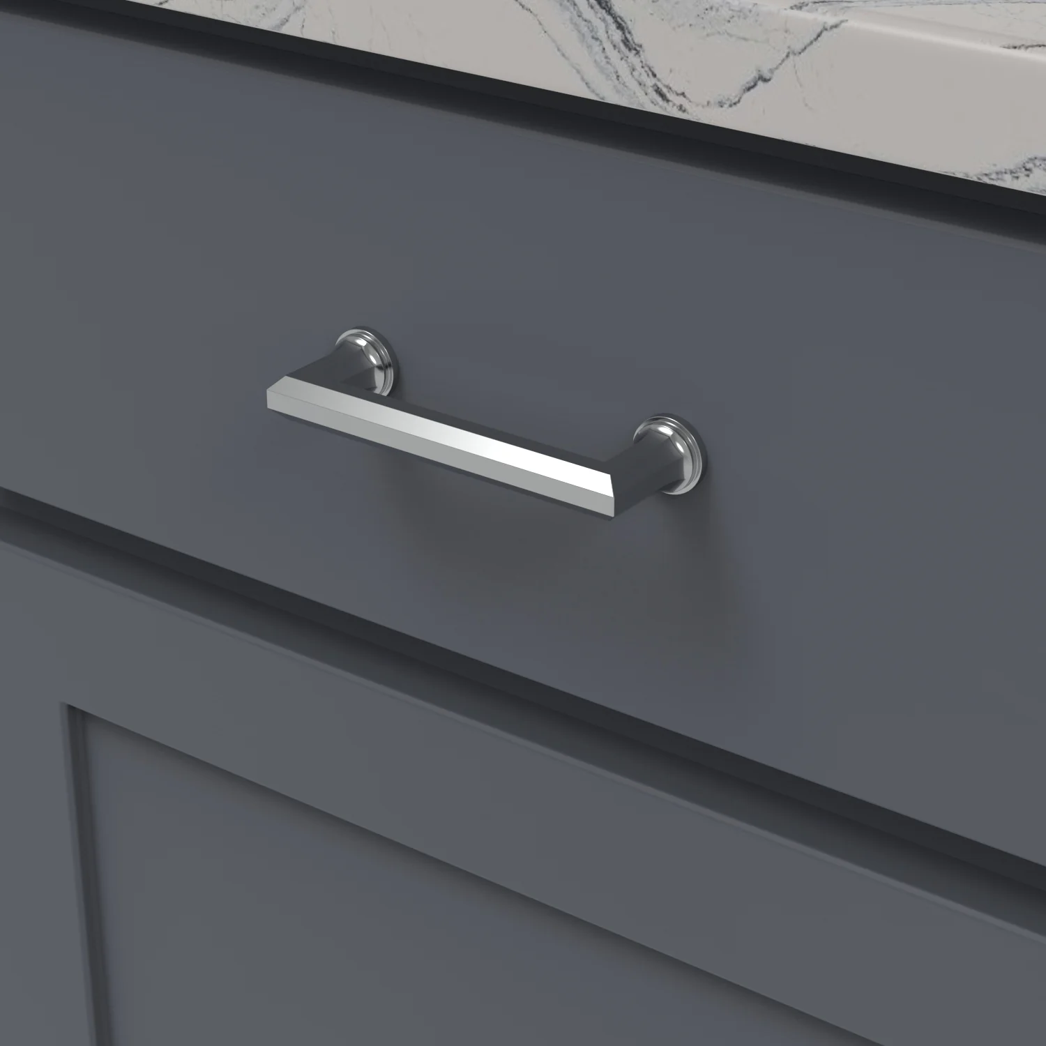 Facette Pull 3-3/4 Inch (96mm) Center to Center Chrome Finish - Image 2